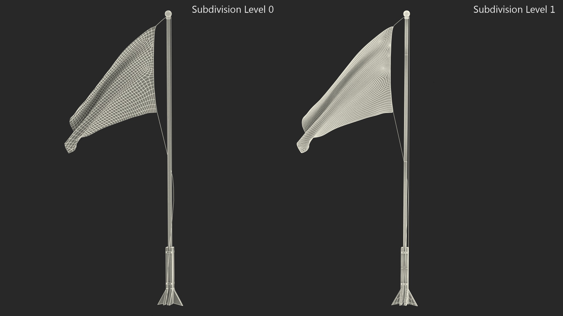 Canada Flag on Small Flagpole 3D model