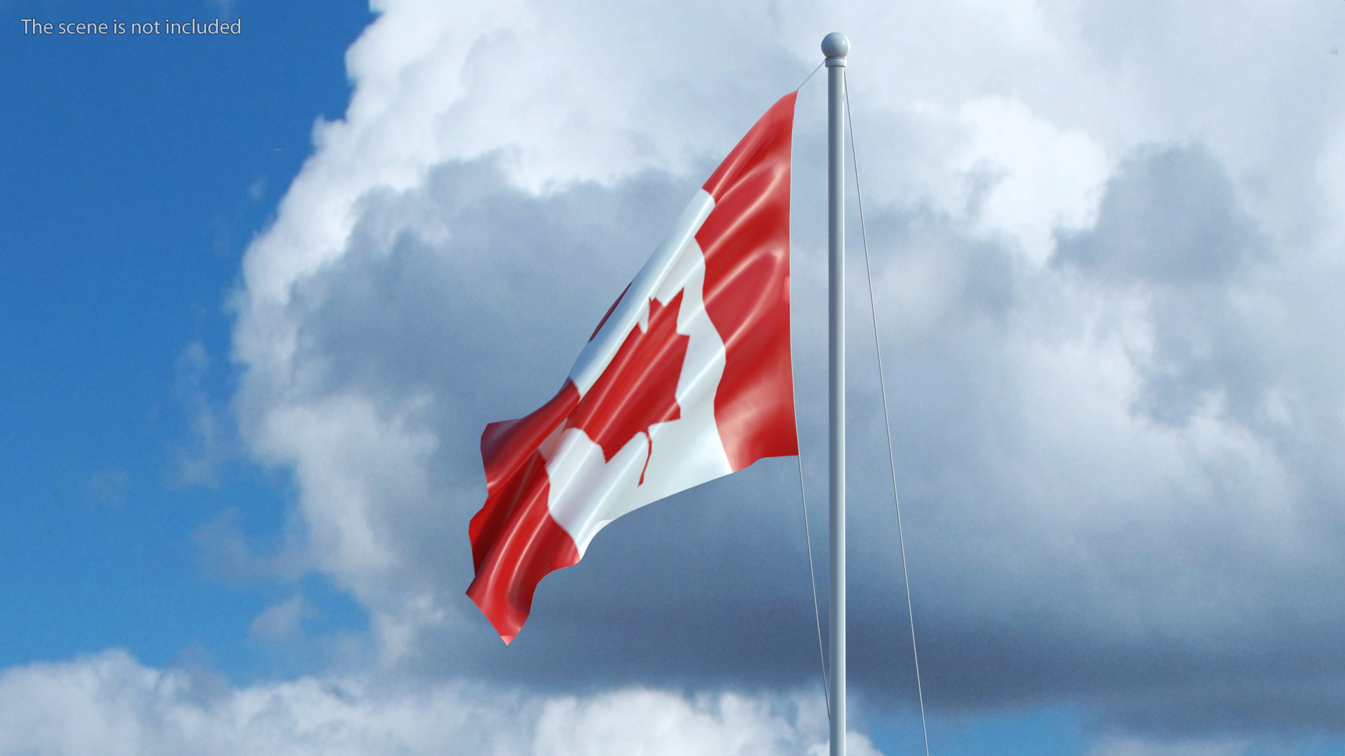 Canada Flag on Small Flagpole 3D model