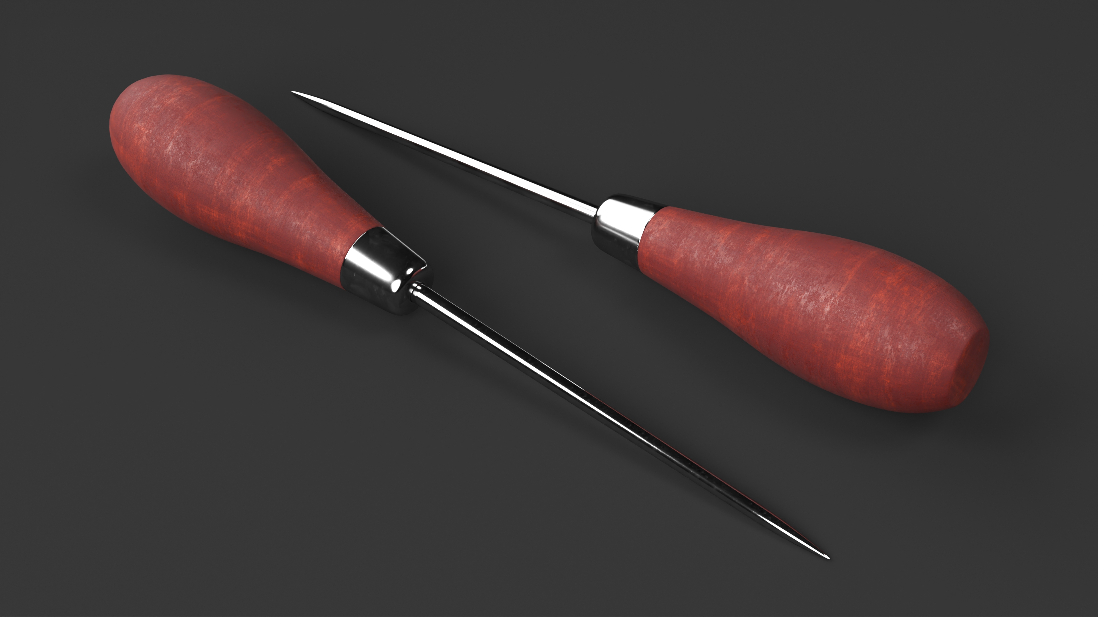 Scratch Awl Tool with Hardwood Handle 3D