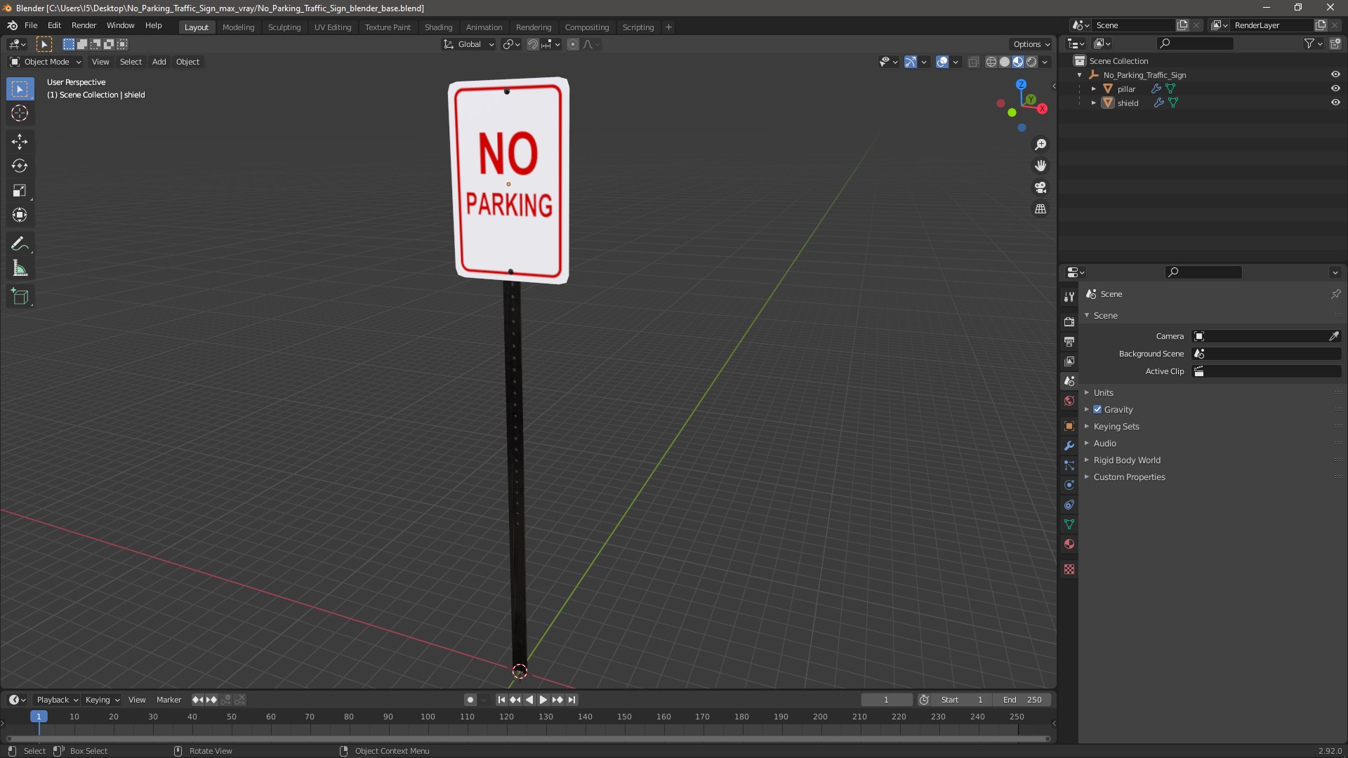 3D No Parking Traffic Sign model