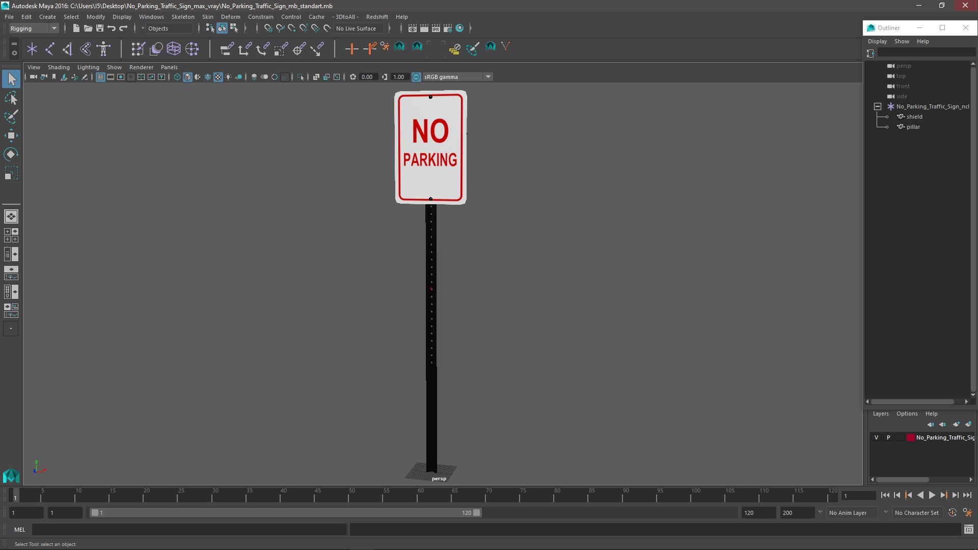 3D No Parking Traffic Sign model