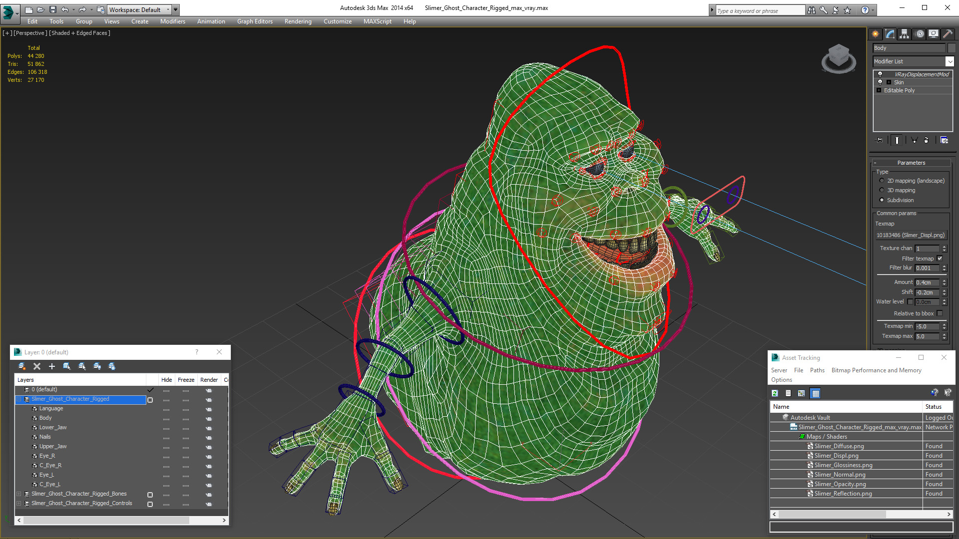 3D Slimer Ghost Character Rigged for Cinema 4D model