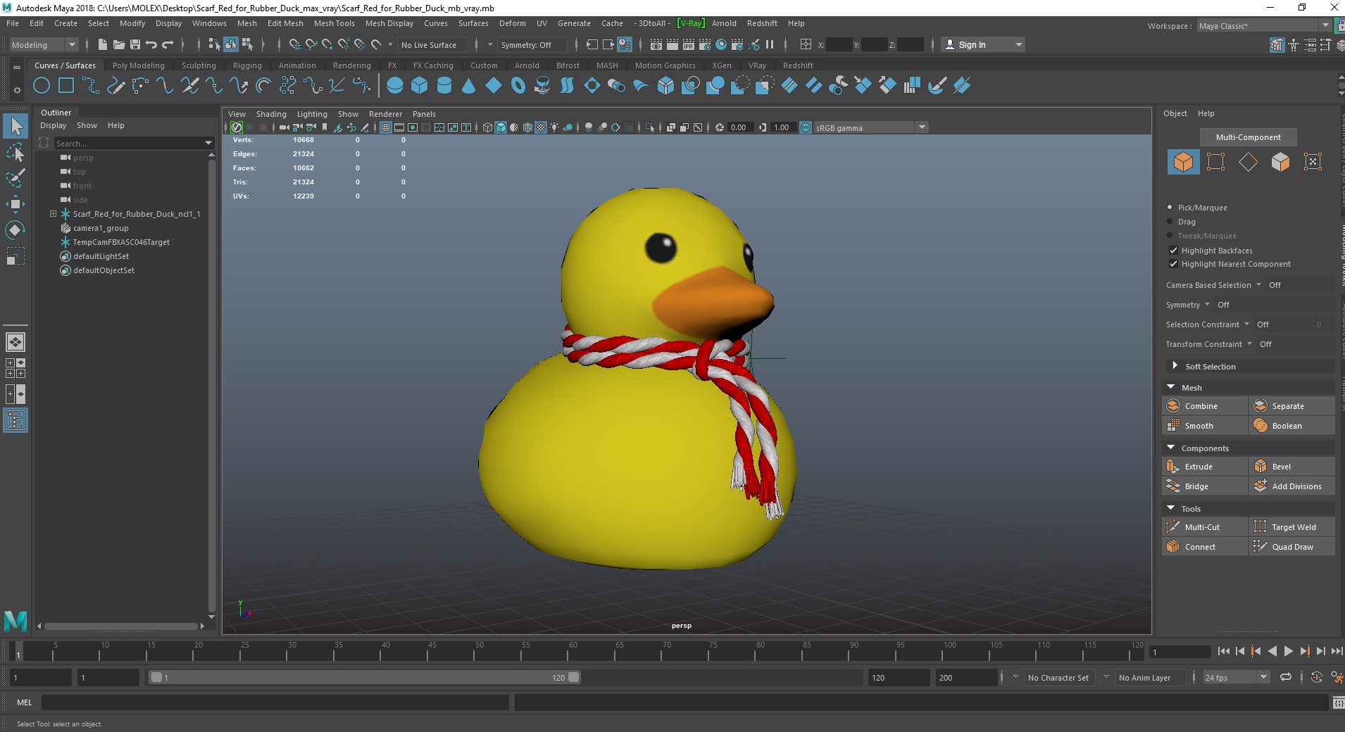 3D model Scarf Red for Rubber Duck