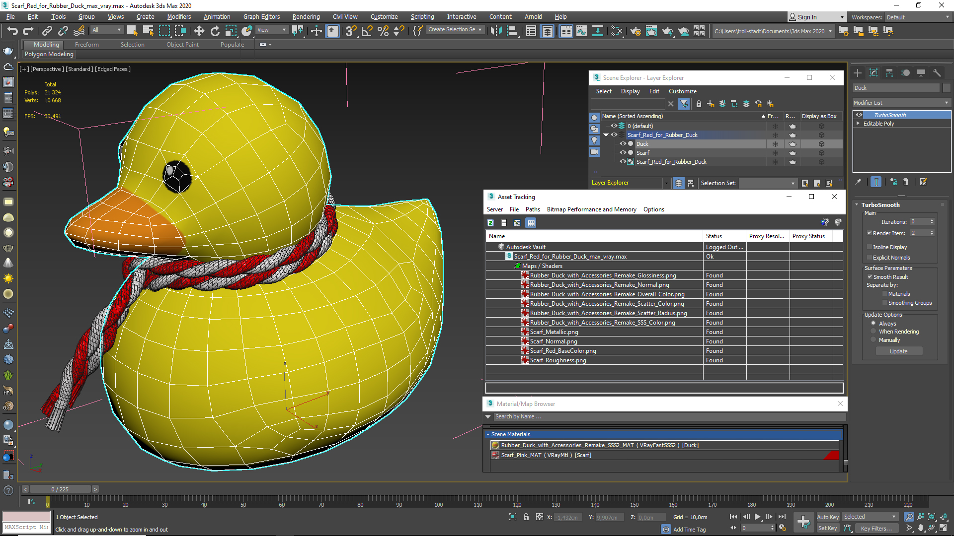 3D model Scarf Red for Rubber Duck
