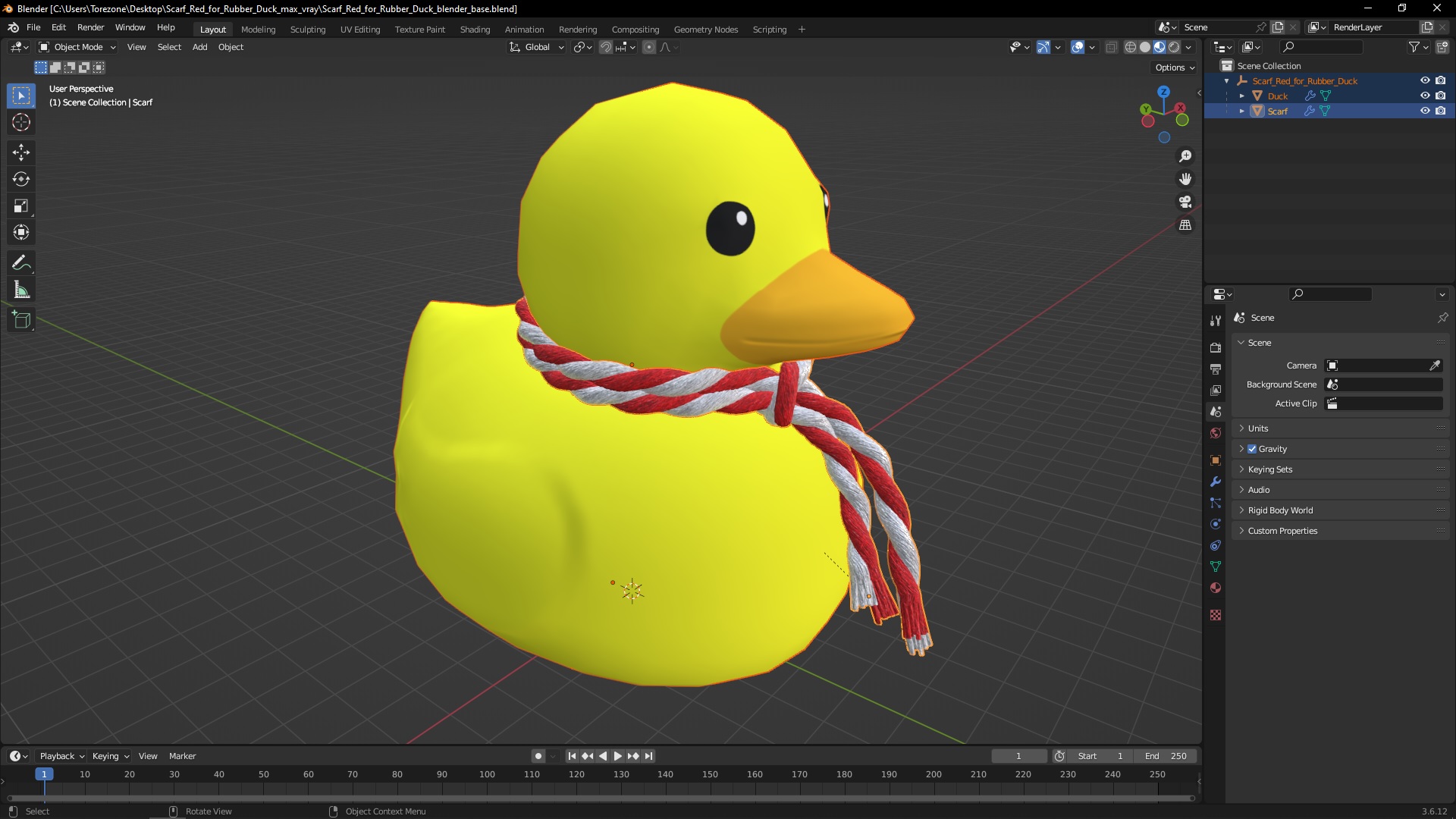 3D model Scarf Red for Rubber Duck