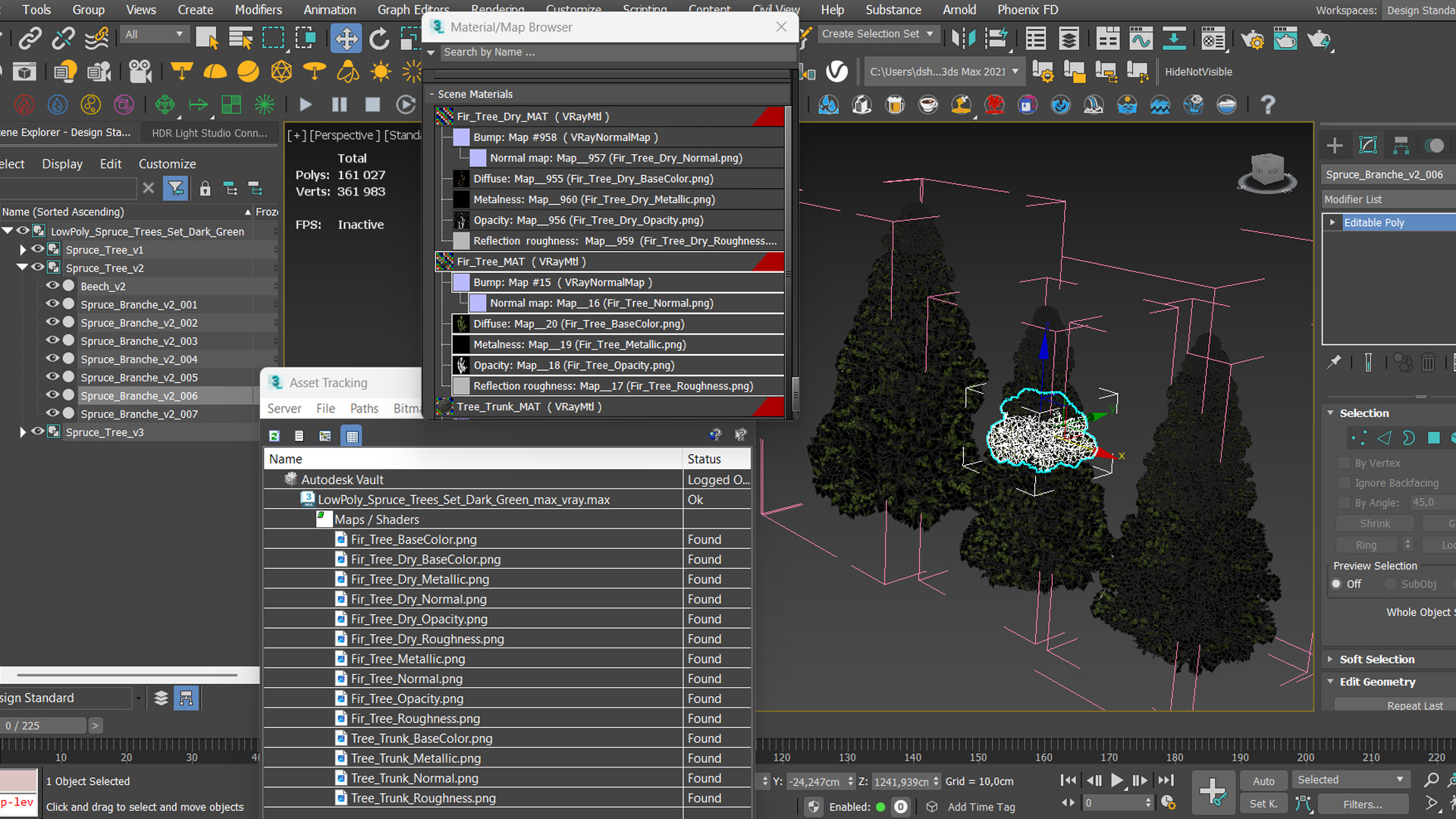 LowPoly Spruce Trees Set Dark Green - view 12