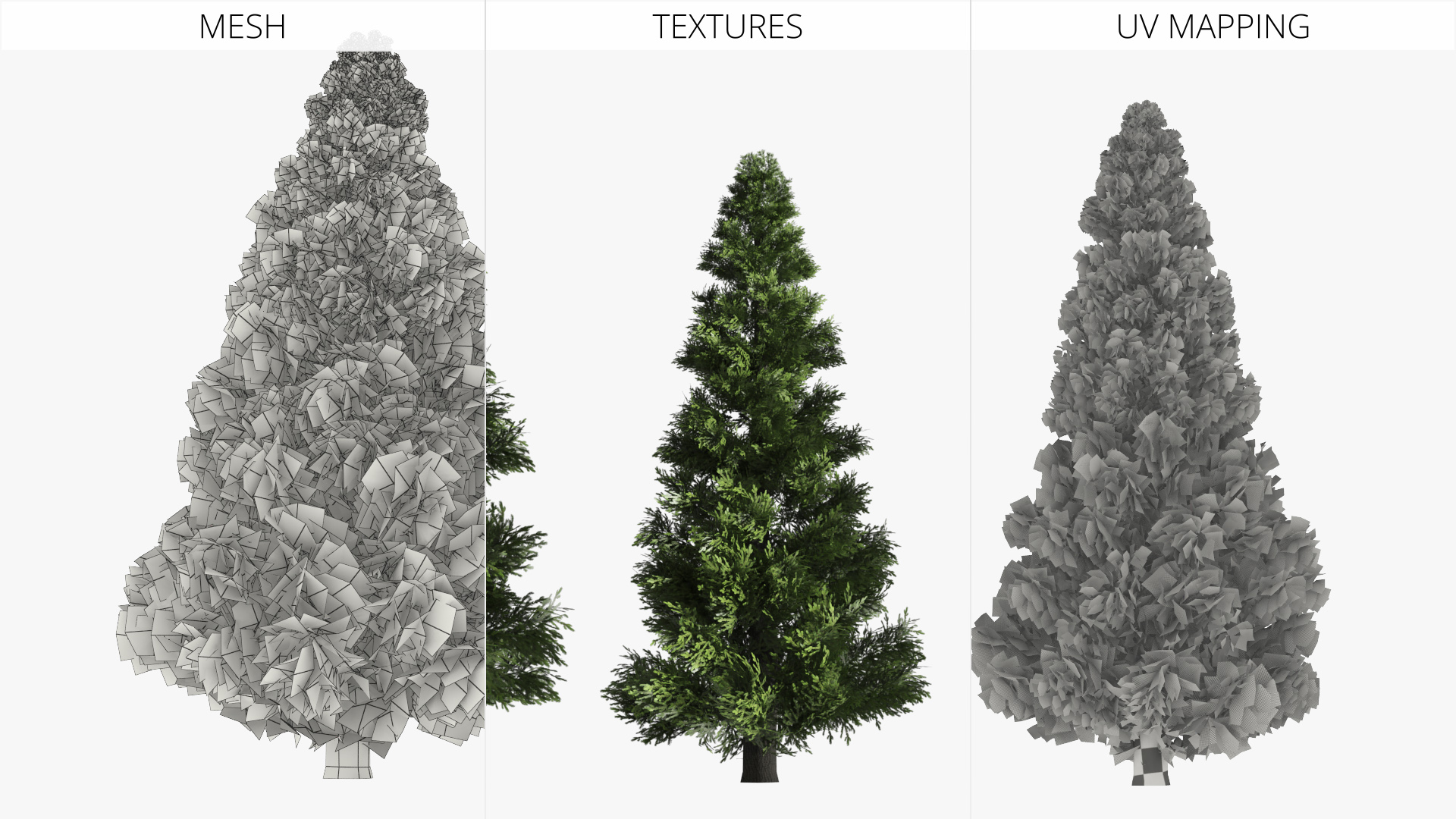 LowPoly Spruce Trees Set Dark Green - view 9