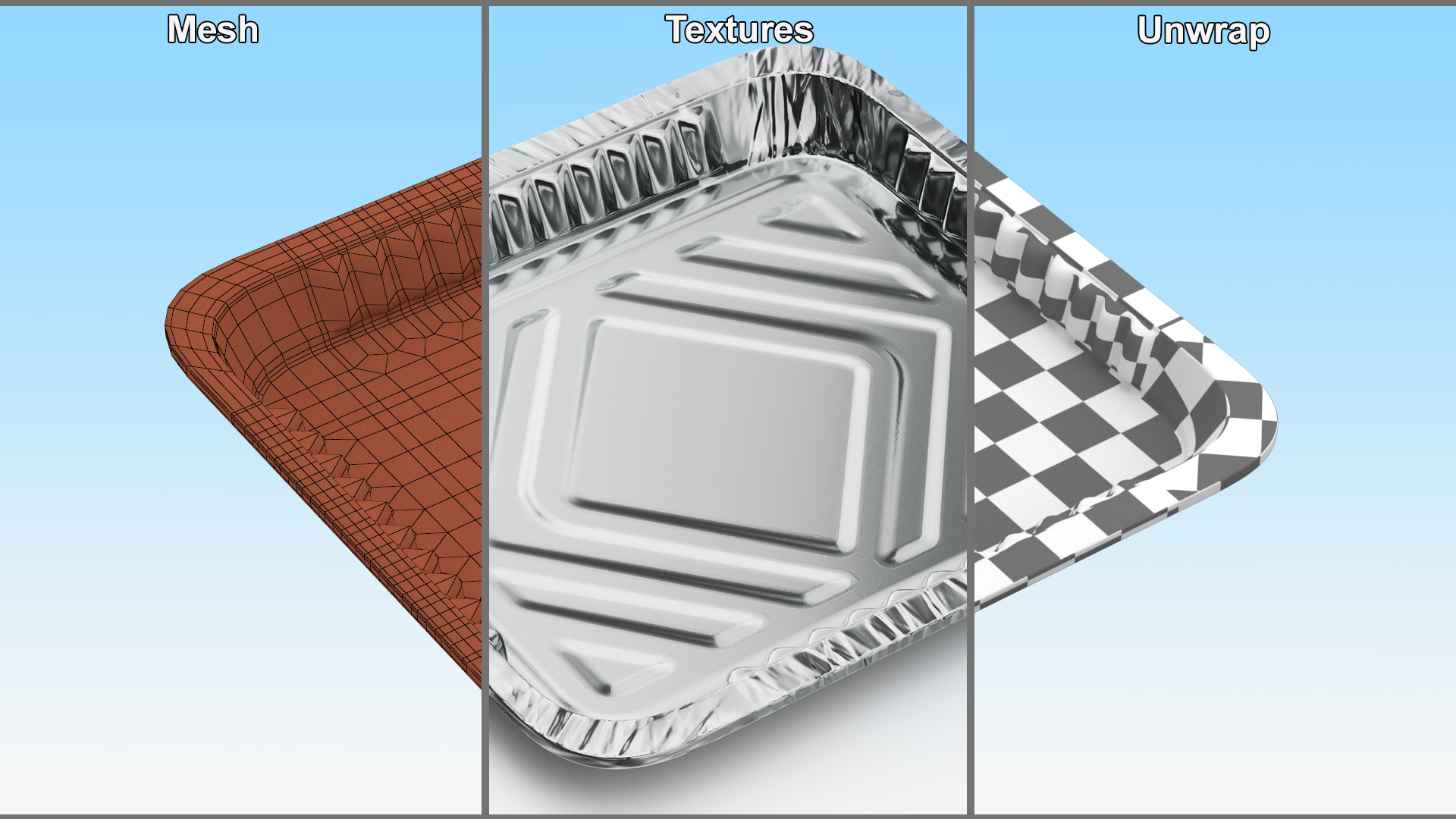 3D Disposable Aluminum Tray for Food 32x32x3cm model