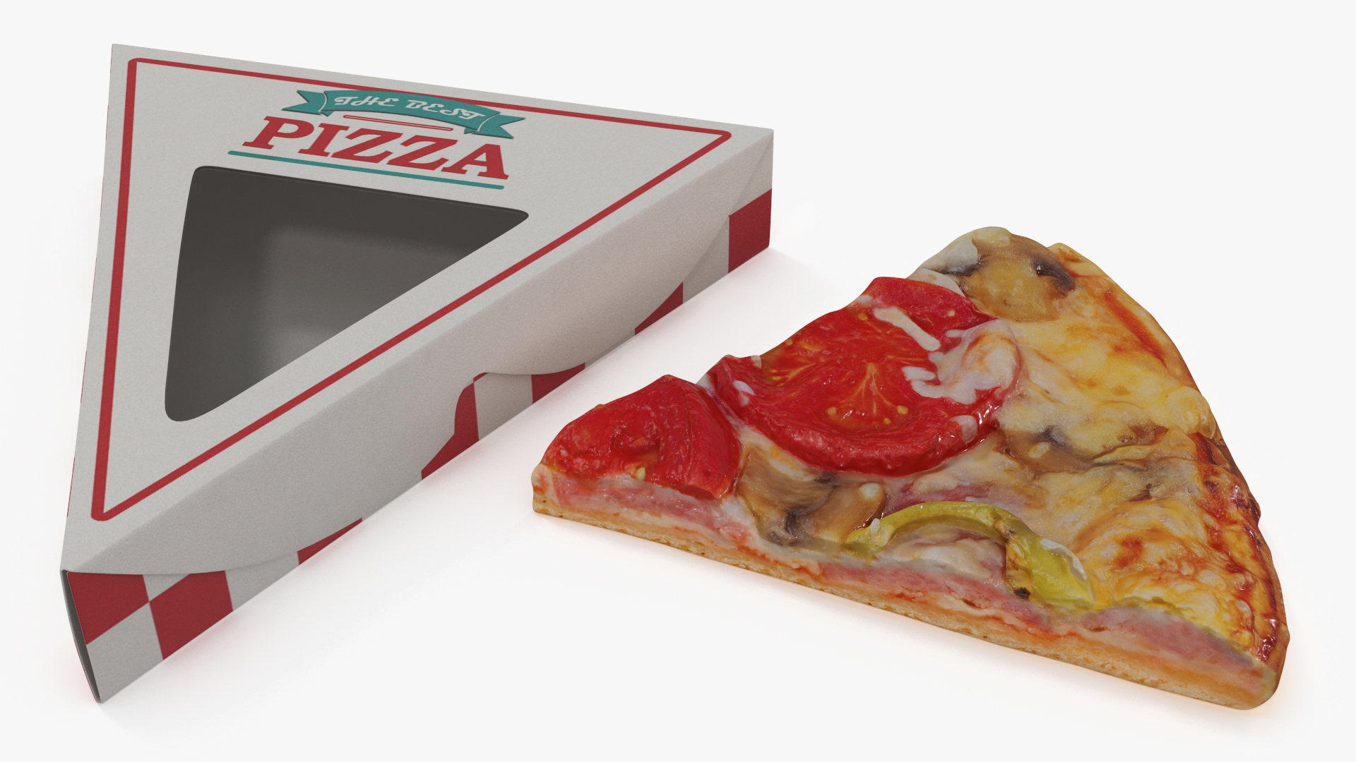 Pizza Slice in Triangle Packaging Box 3D