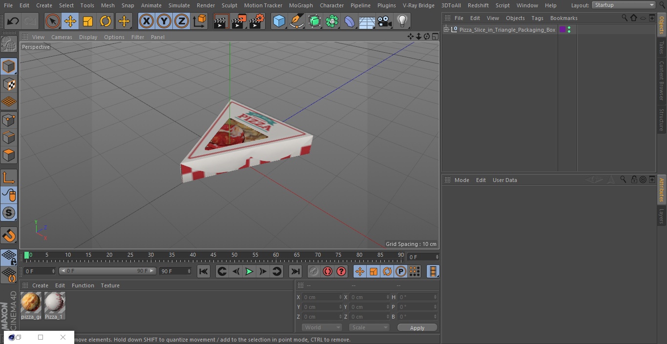 Pizza Slice in Triangle Packaging Box 3D