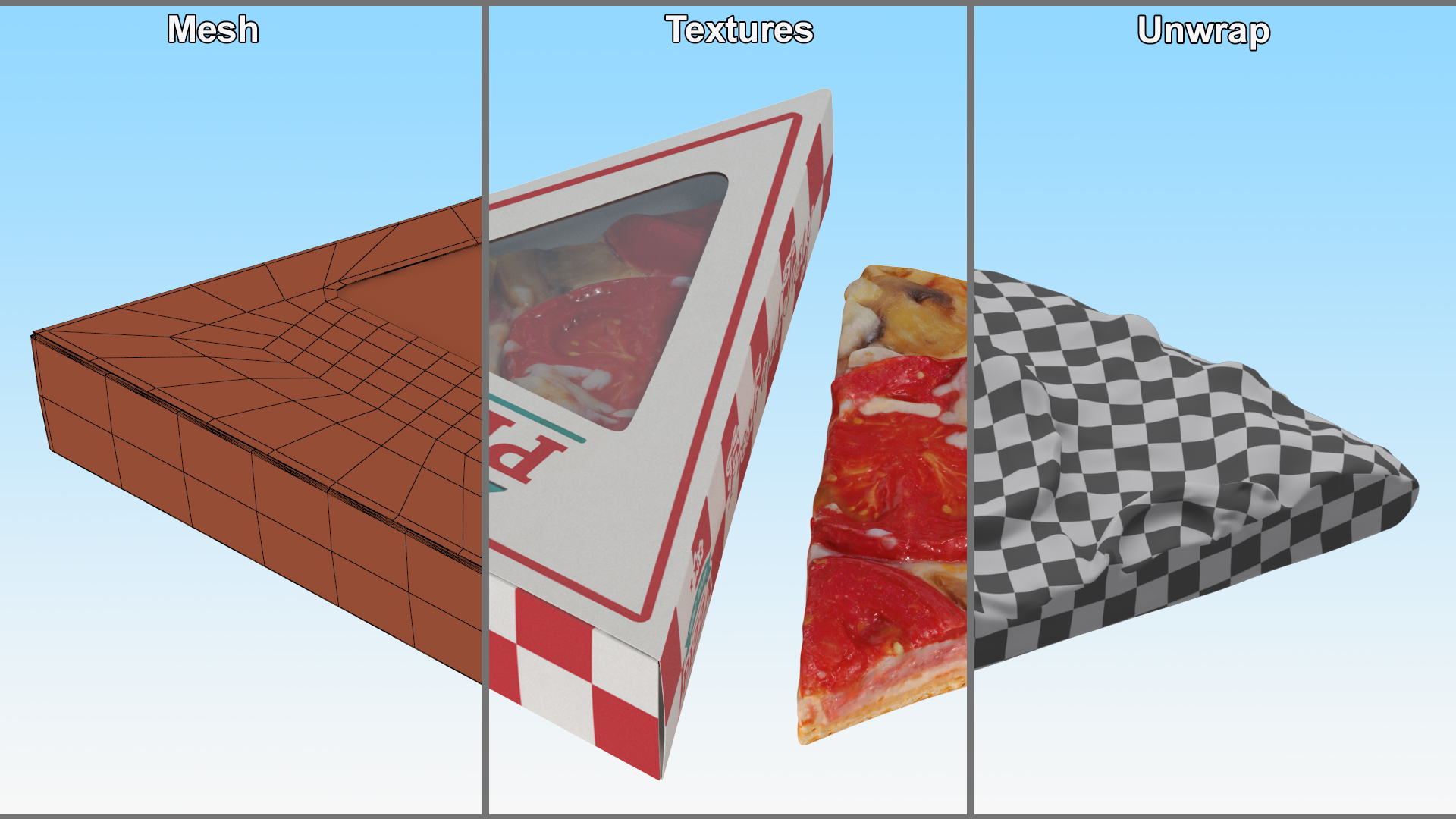 Pizza Slice in Triangle Packaging Box 3D