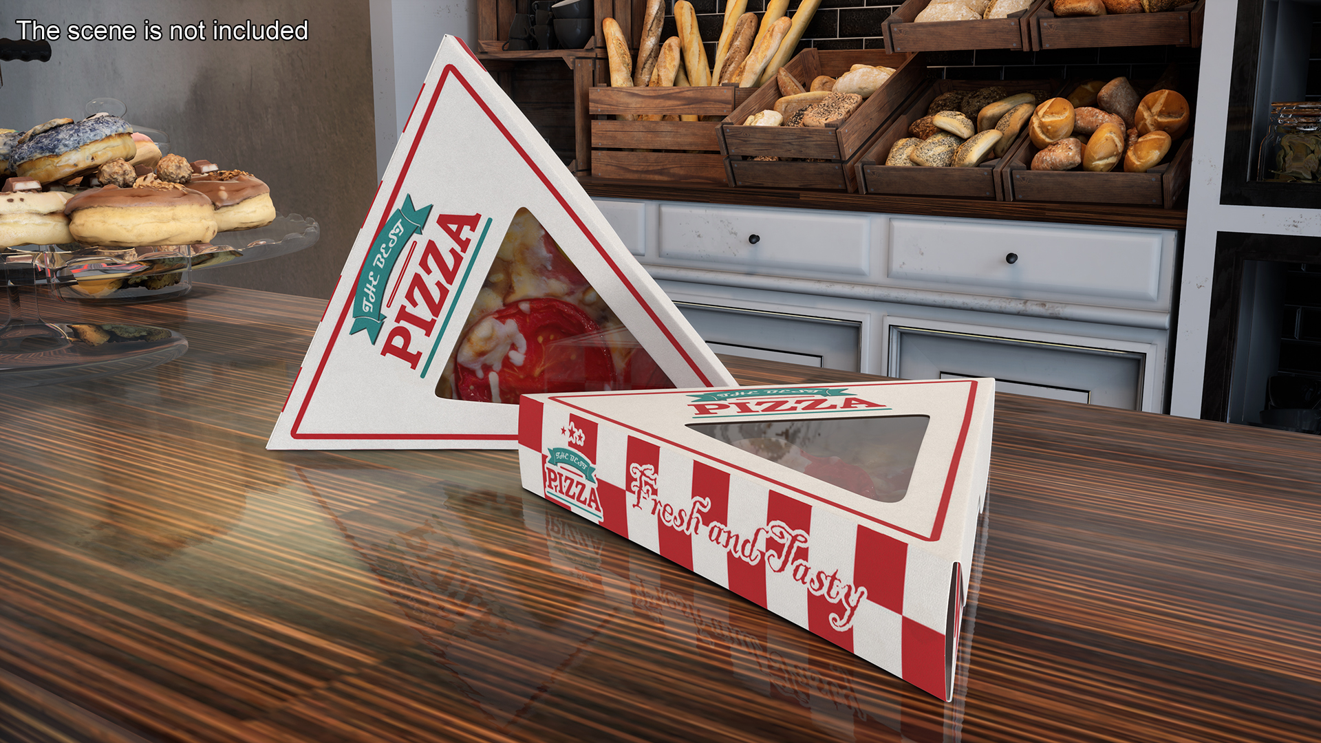 Pizza Slice in Triangle Packaging Box 3D