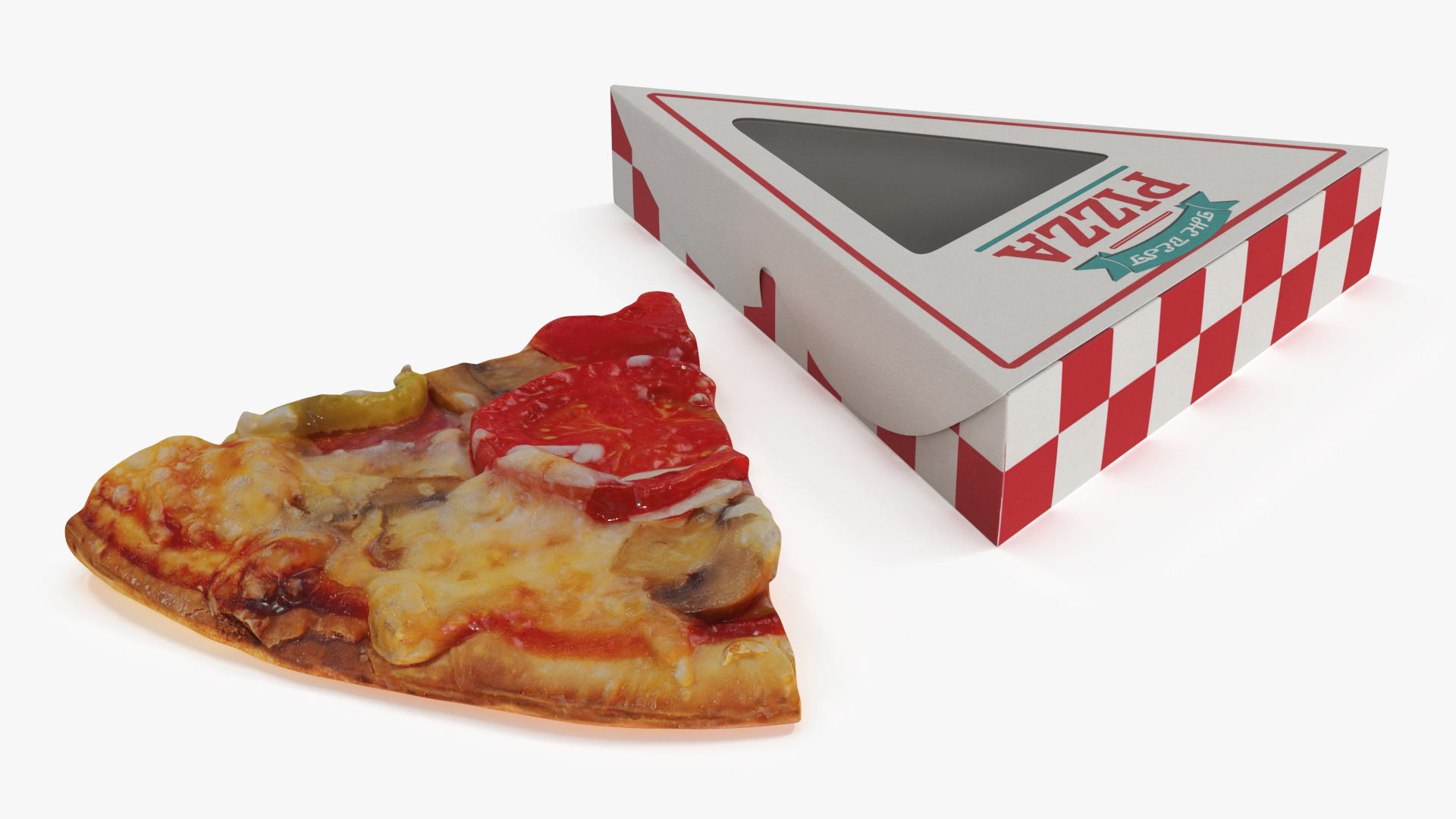 Pizza Slice in Triangle Packaging Box 3D
