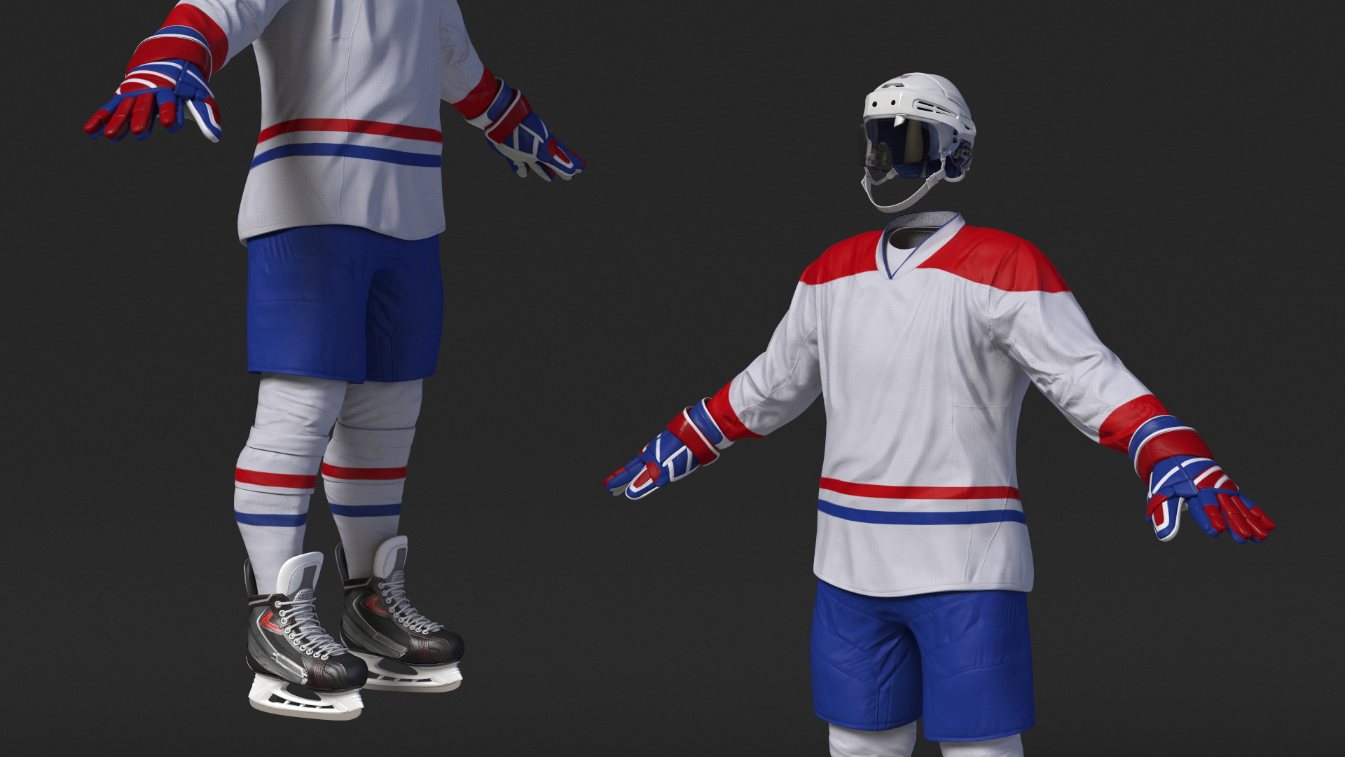 3D Ice Hockey Player Gear Set