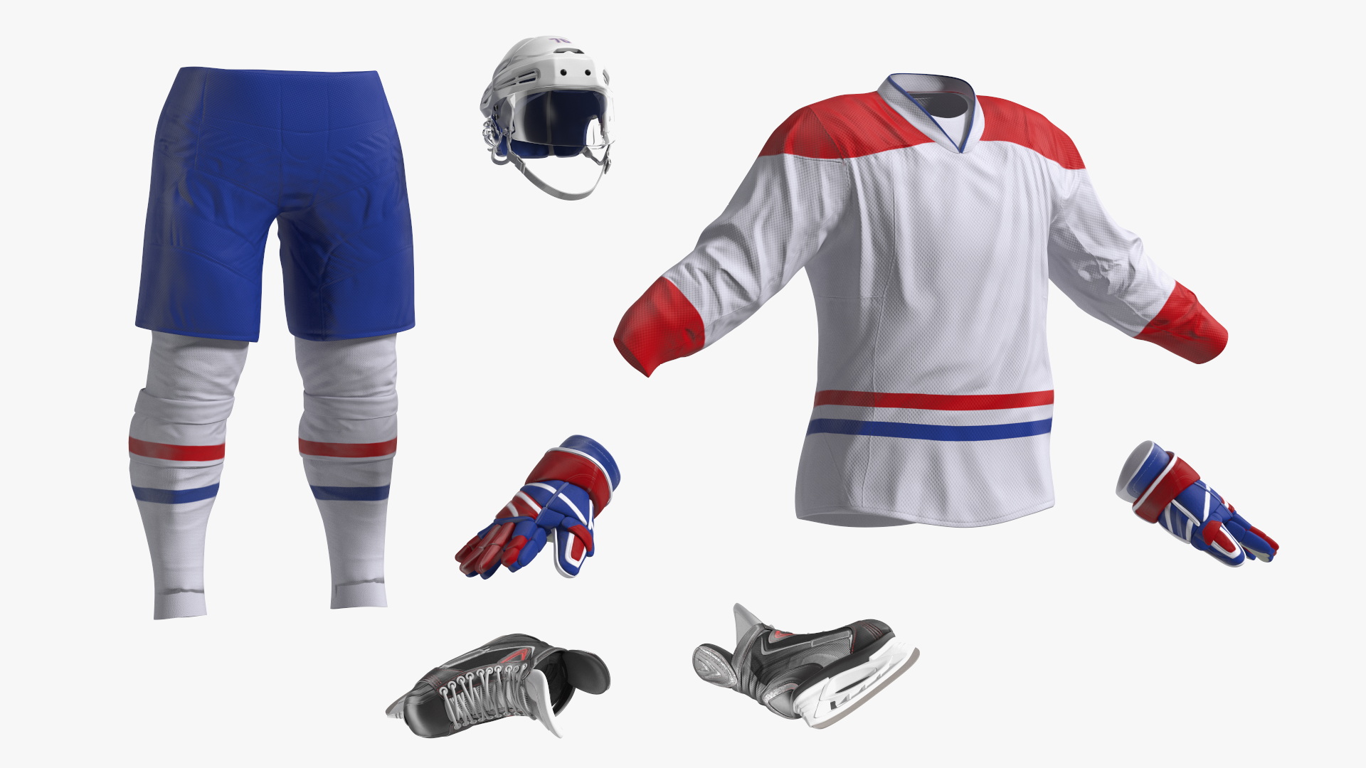 3D Ice Hockey Player Gear Set