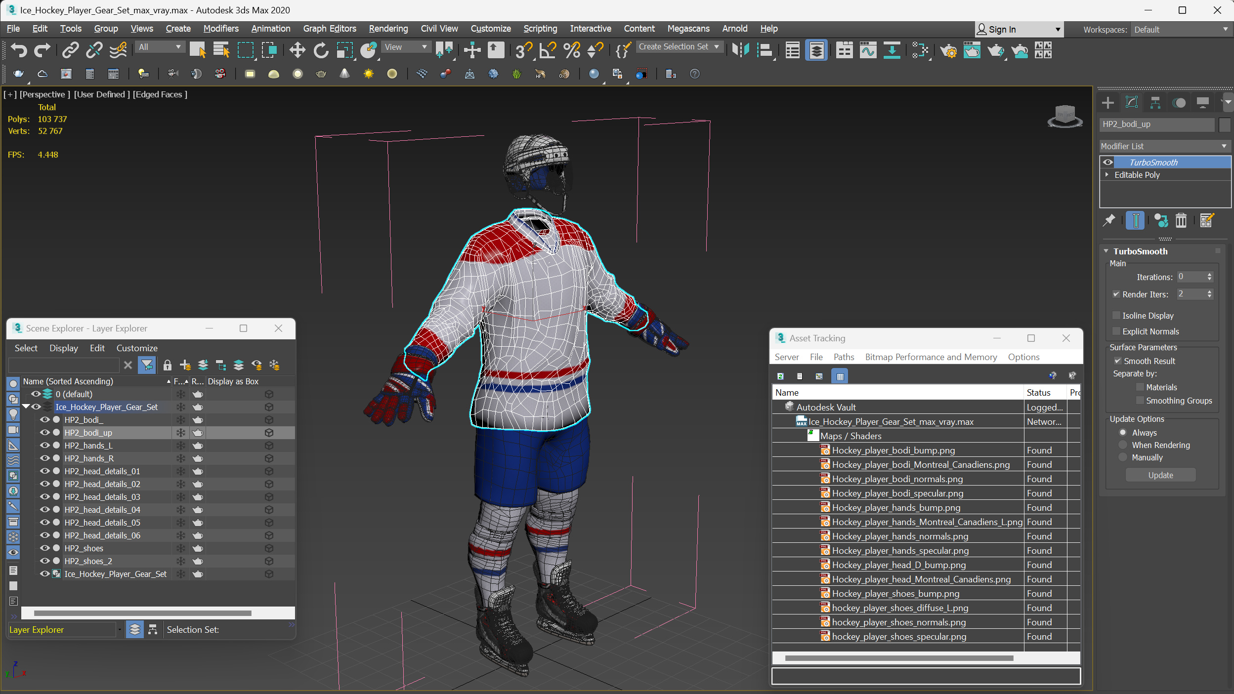 3D Ice Hockey Player Gear Set