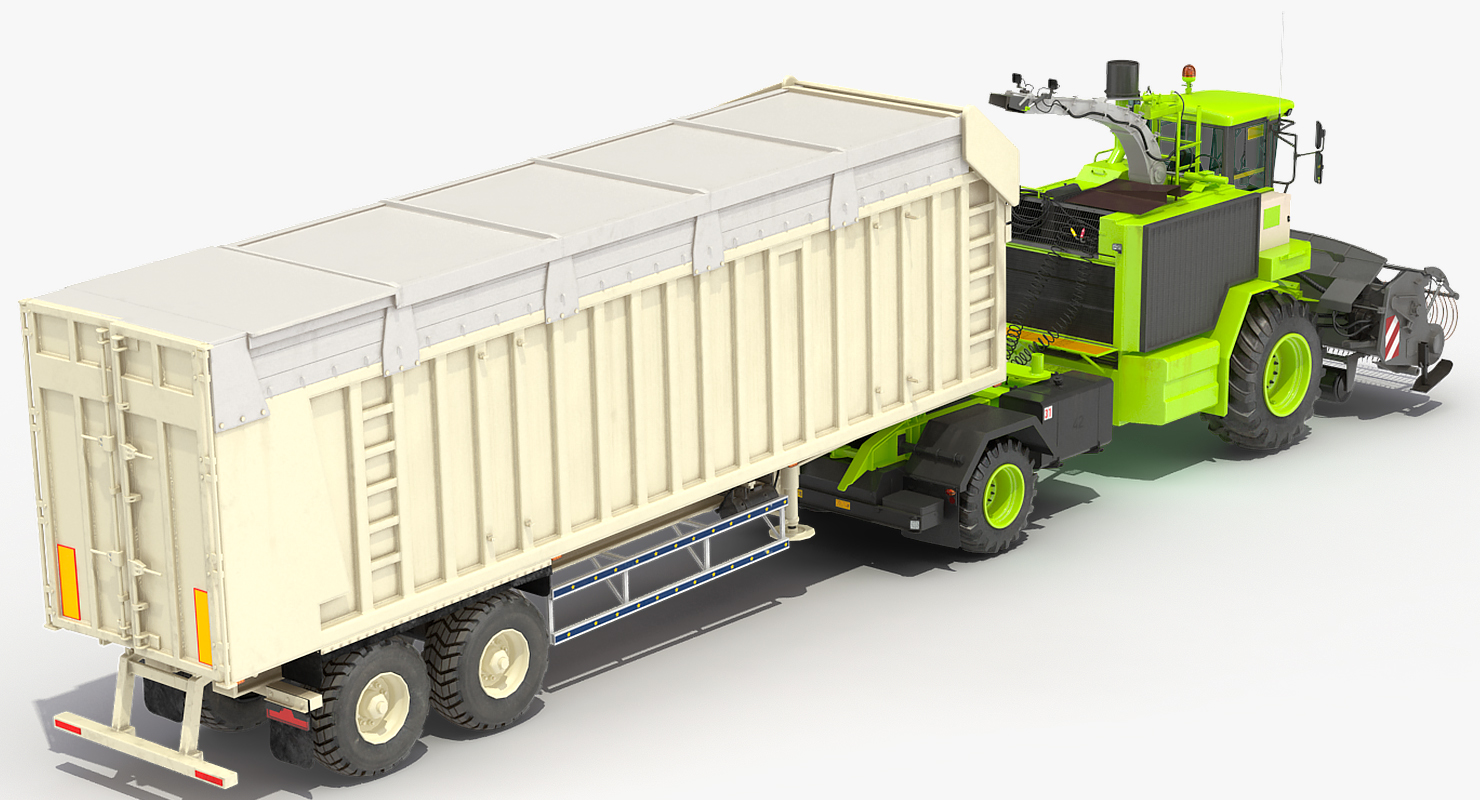 3D Harvester Combine with Trailer Generic model