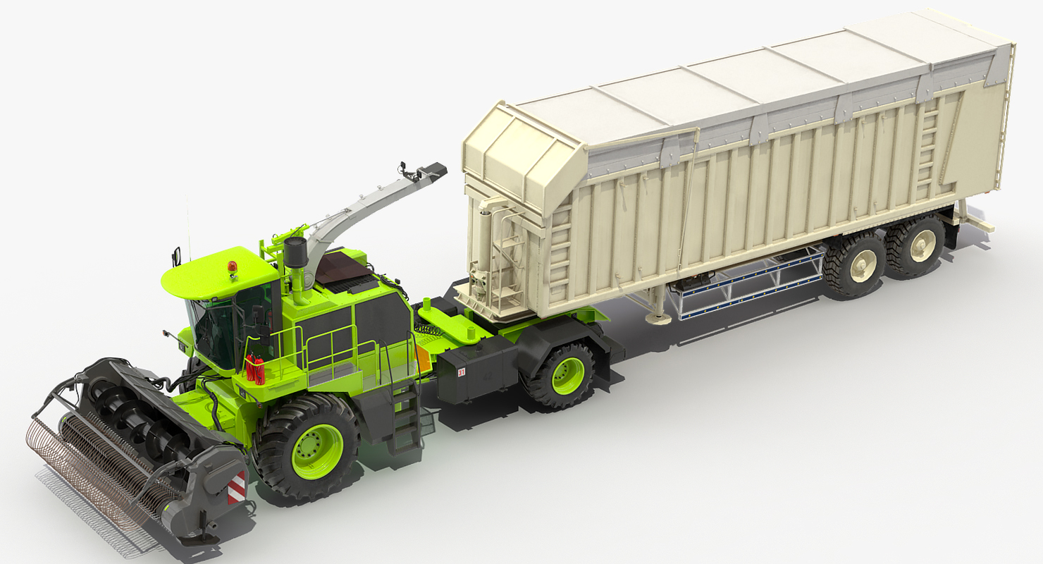 3D Harvester Combine with Trailer Generic model