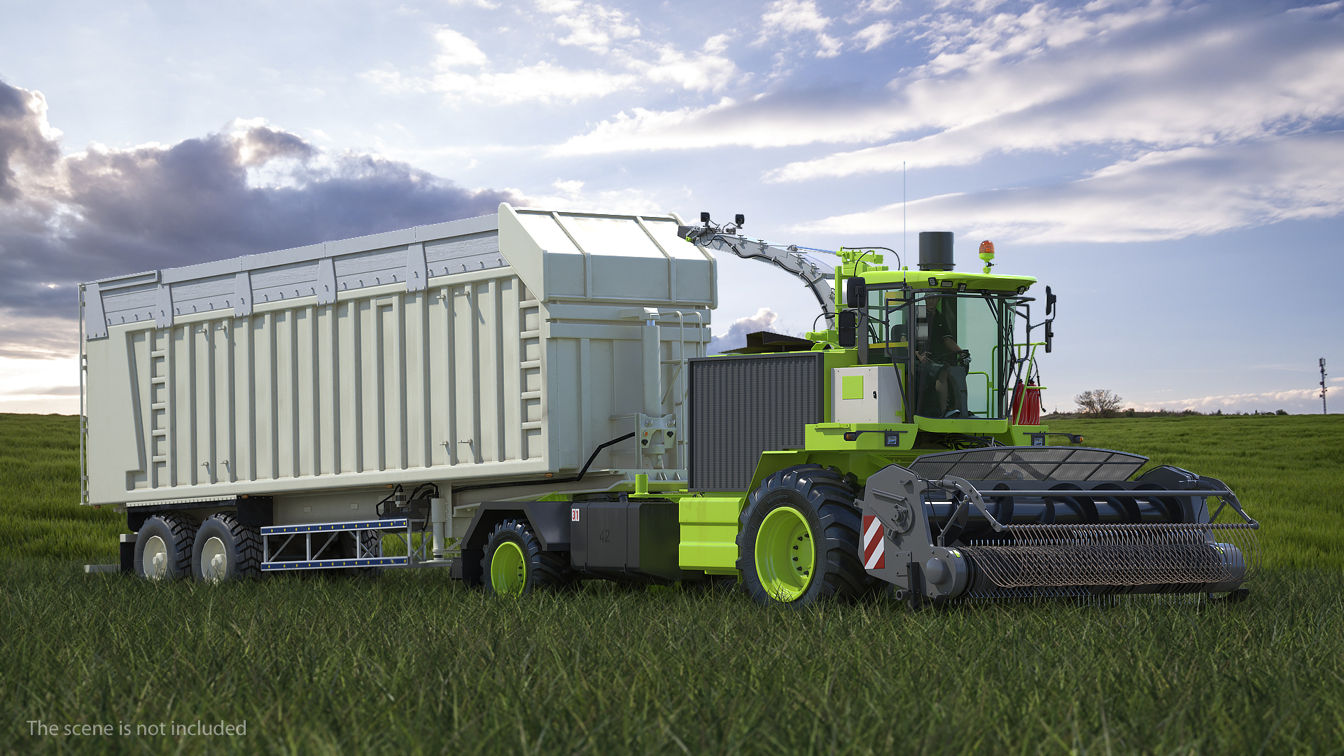 3D Harvester Combine with Trailer Generic model