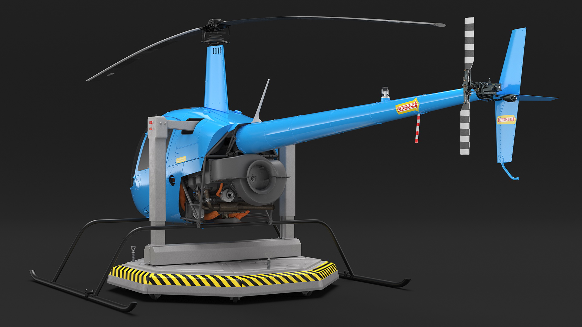 Small Helicopter Training Machine Blue Rigged for Maya 3D model