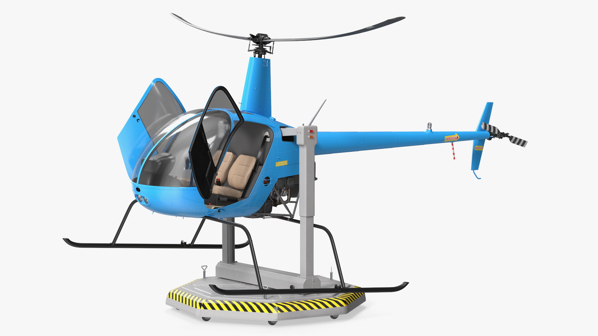 Small Helicopter Training Machine Blue Rigged for Maya 3D model