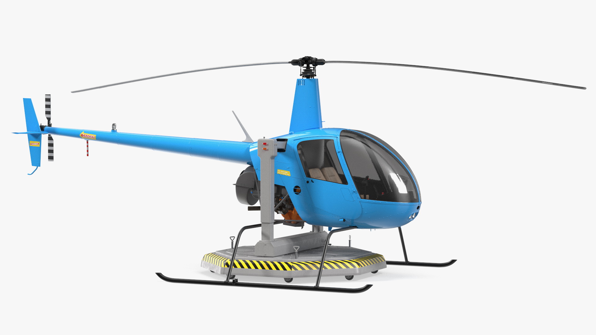 Small Helicopter Training Machine Blue Rigged for Maya 3D model
