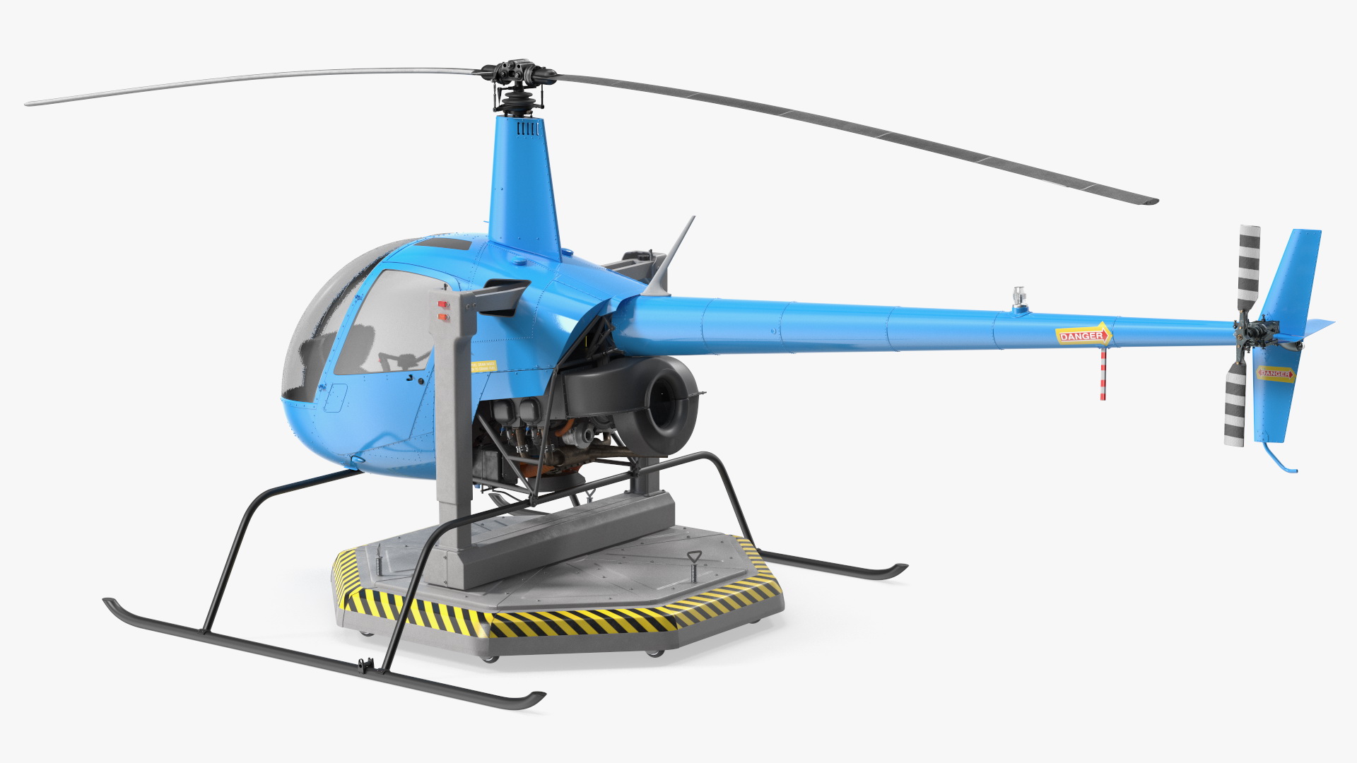Small Helicopter Training Machine Blue Rigged for Maya 3D model