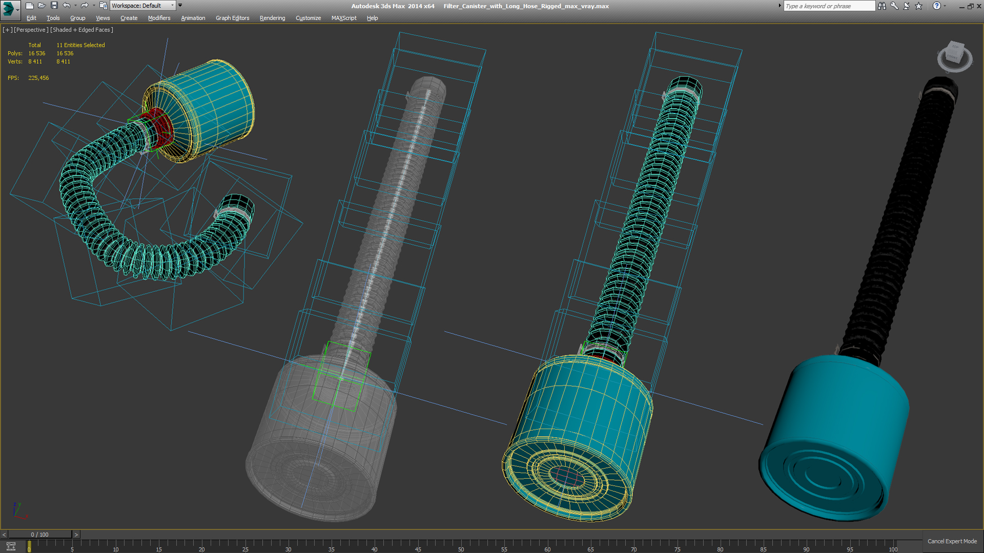 Filter Canister with Long Hose Rigged 3D