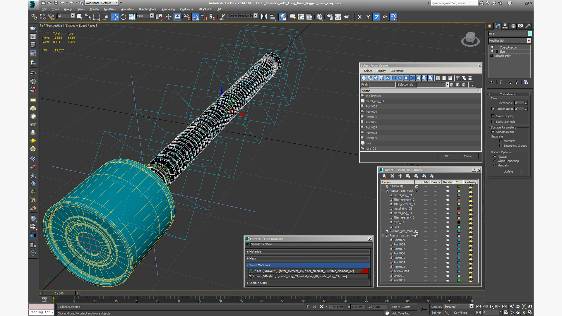 Filter Canister with Long Hose Rigged 3D