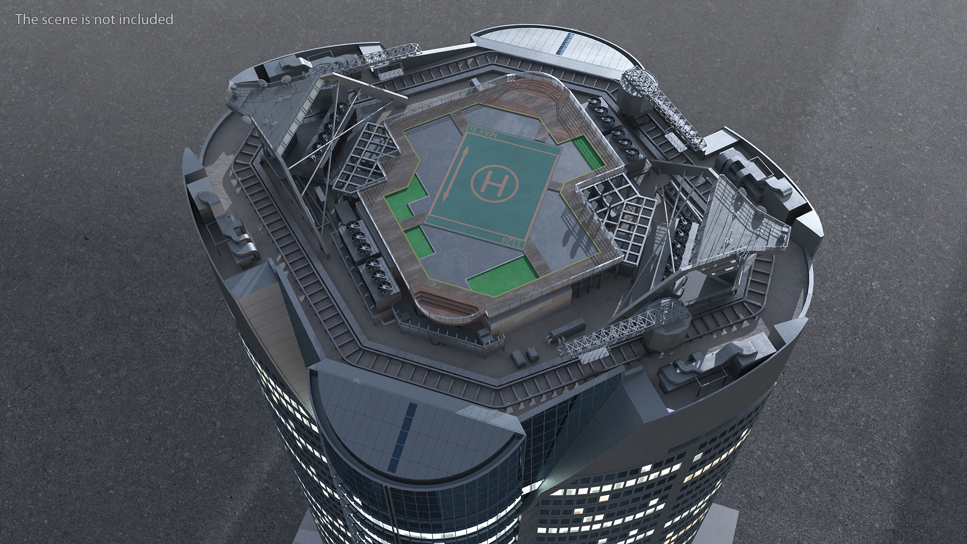 3D Residential Building Night Glow