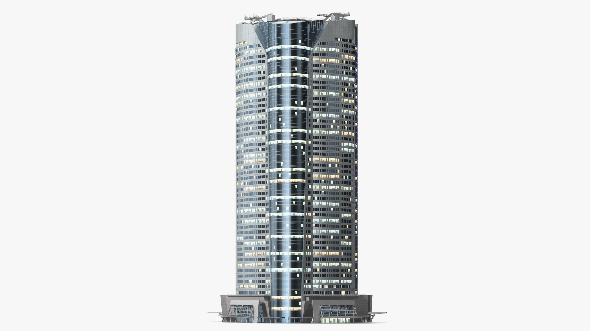 3D Residential Building Night Glow