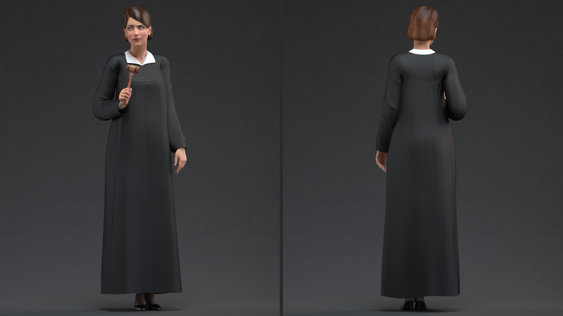 3D Female Judge with Gavel model