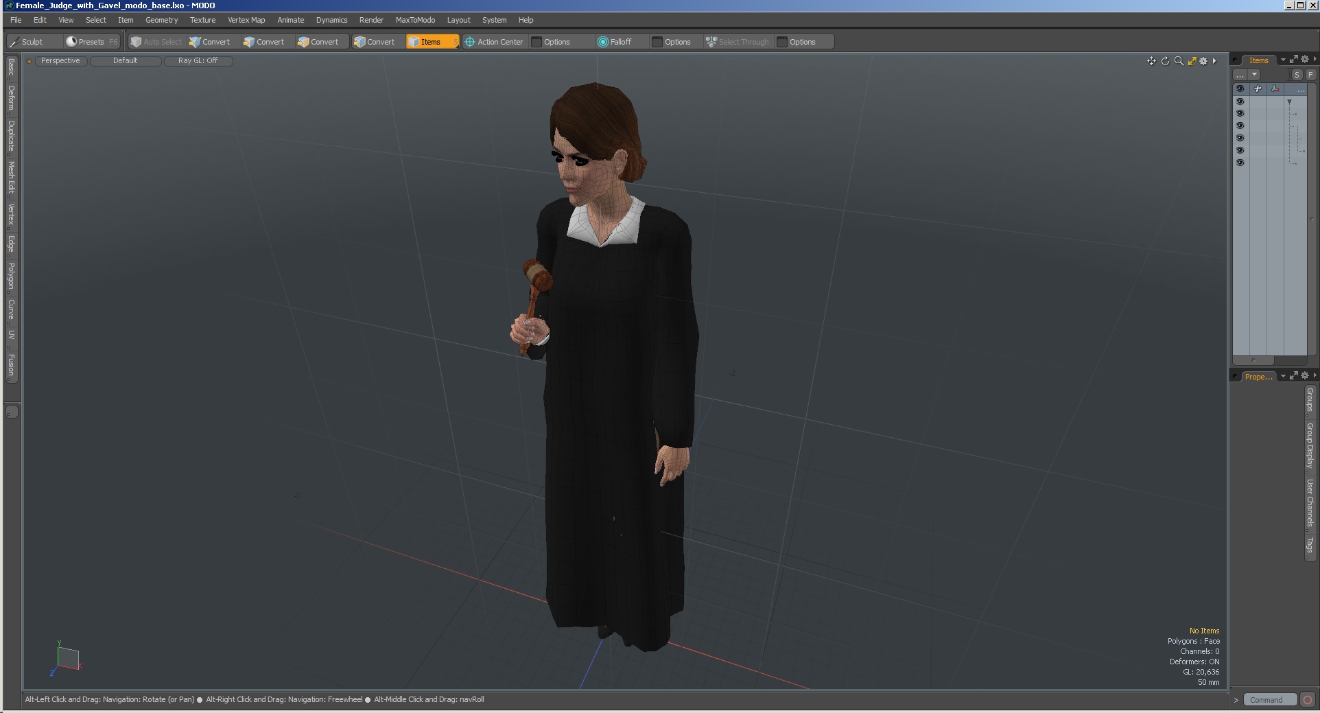 3D Female Judge with Gavel model