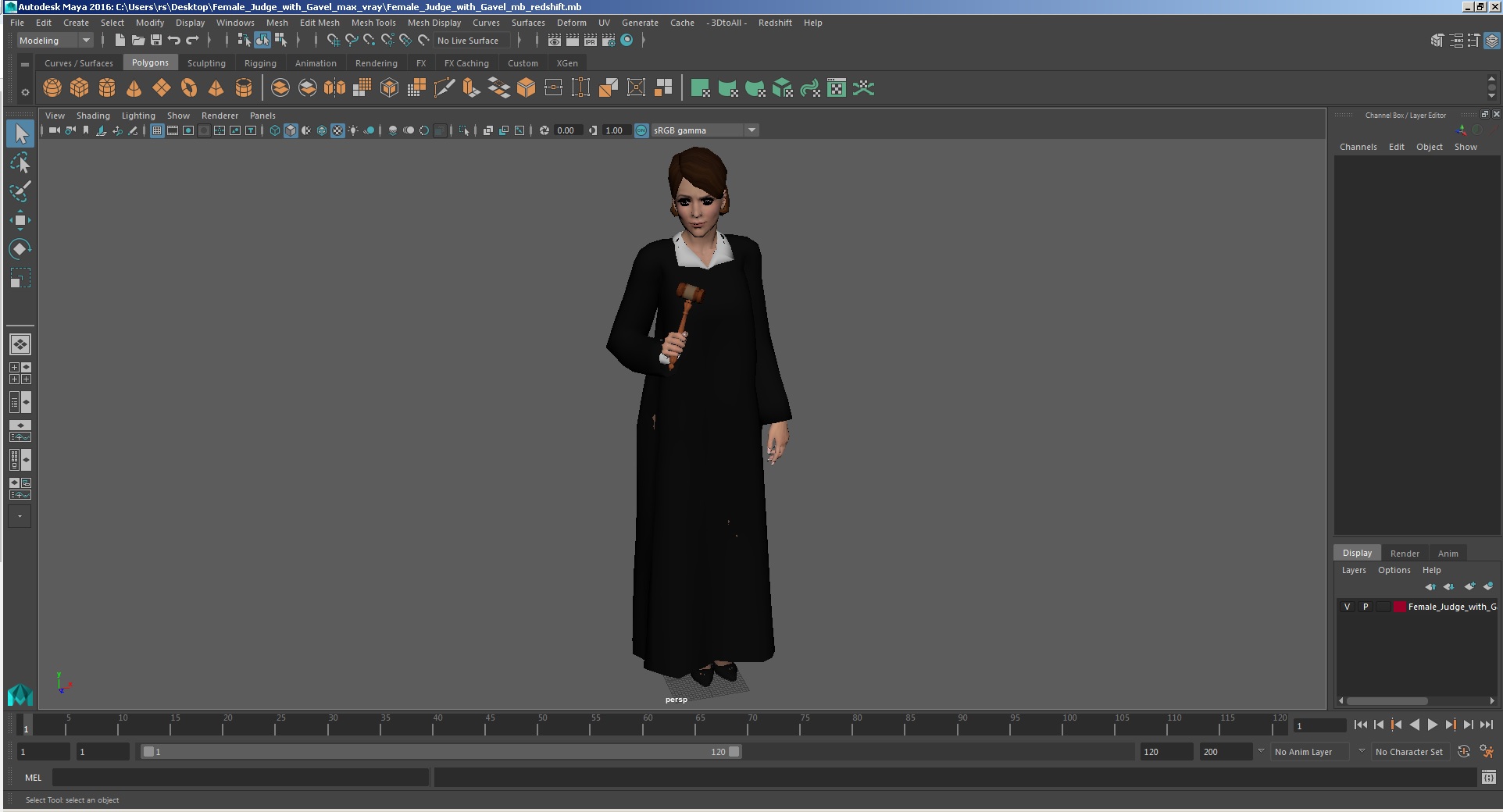3D Female Judge with Gavel model