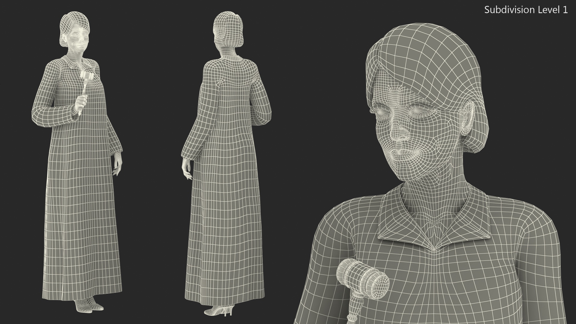 3D Female Judge with Gavel model