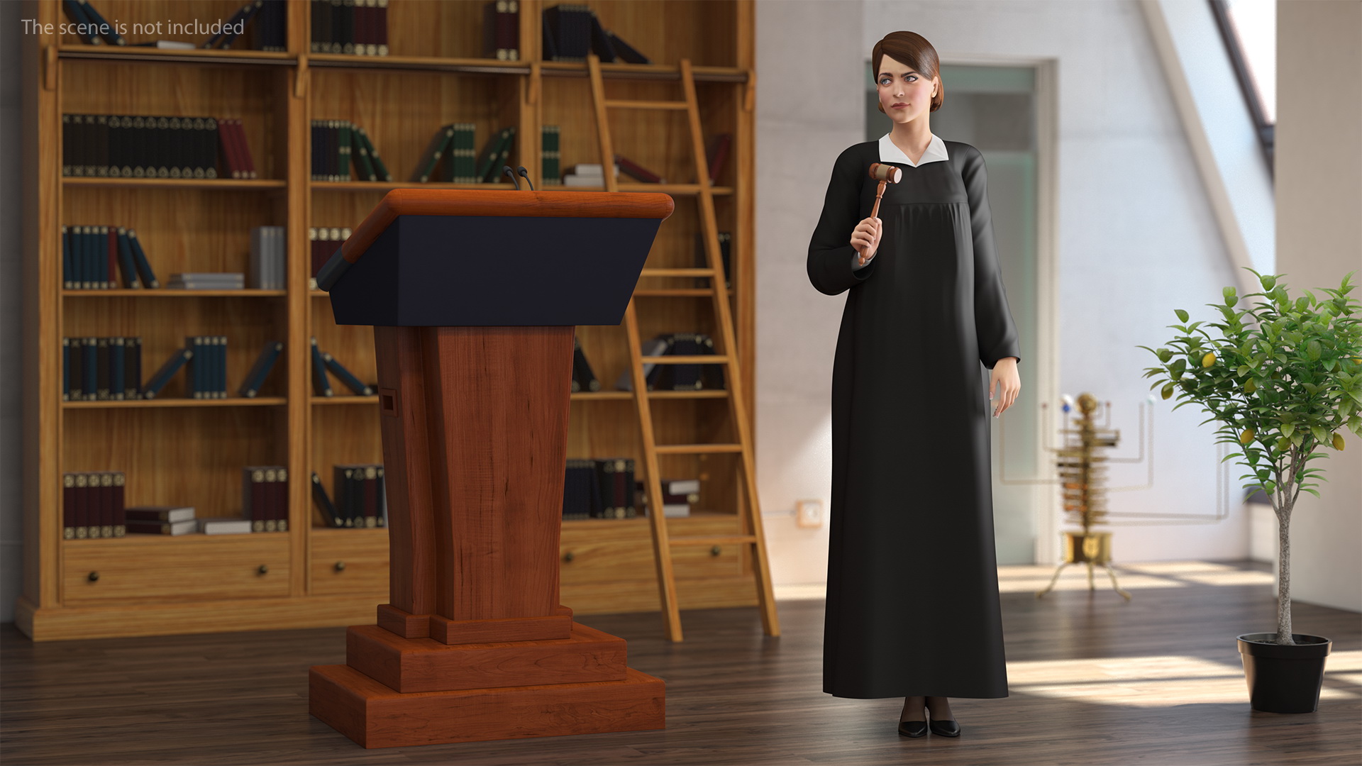 3D Female Judge with Gavel model