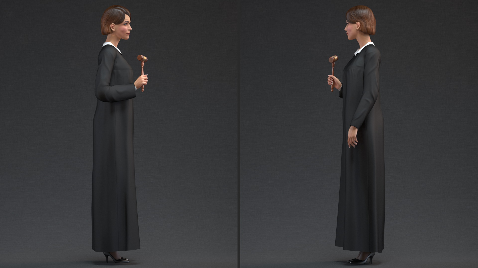 3D Female Judge with Gavel model
