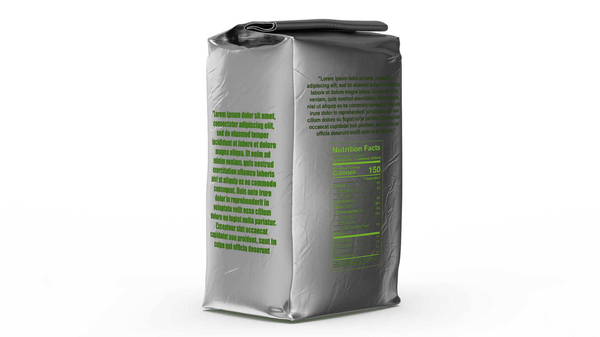Foil Package 2lb Mockup Green 3D model
