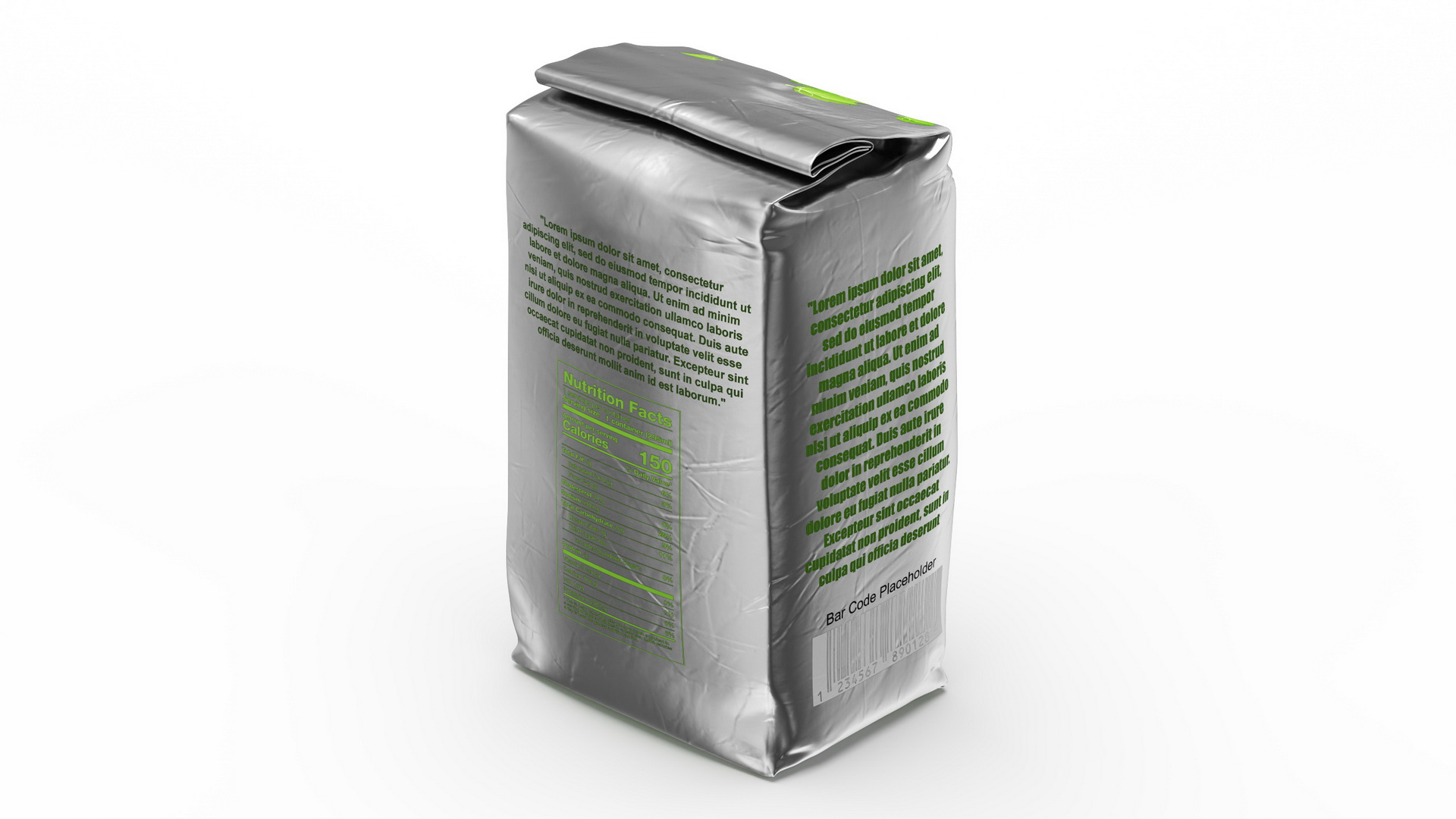Foil Package 2lb Mockup Green 3D model