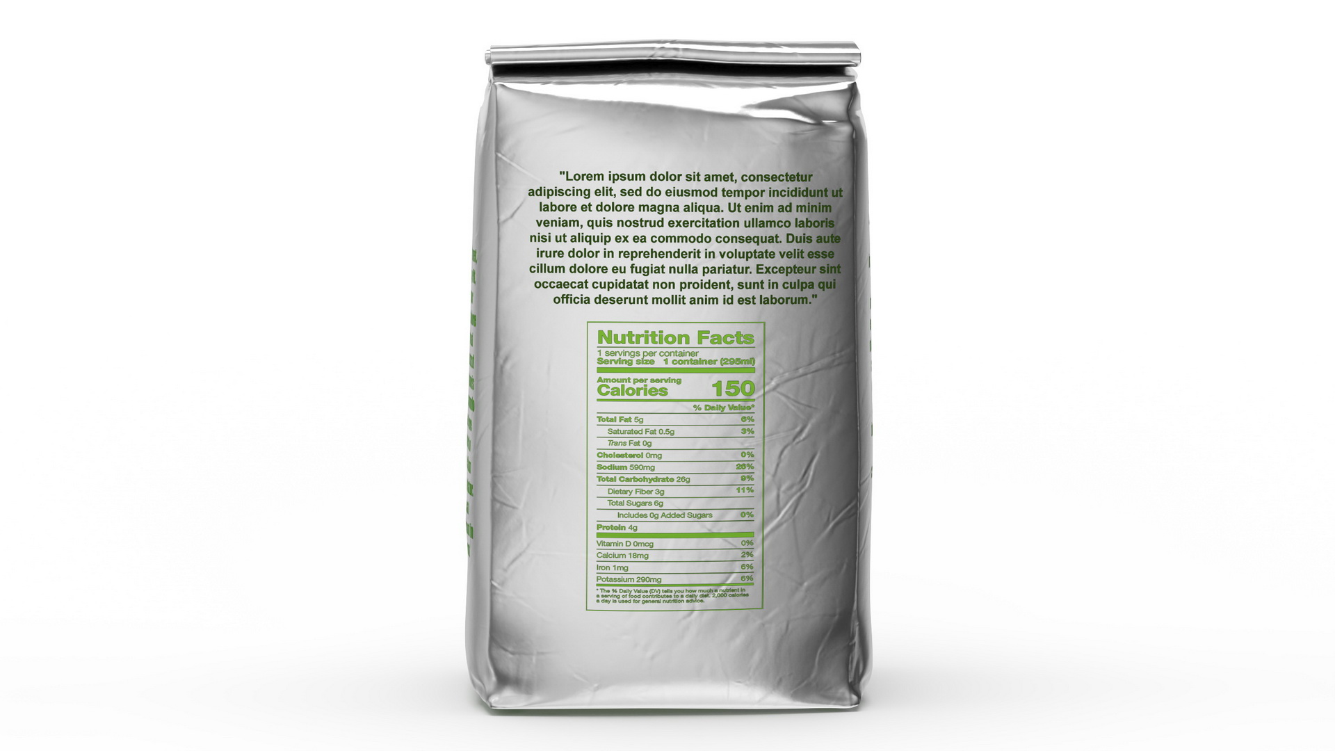 Foil Package 2lb Mockup Green 3D model