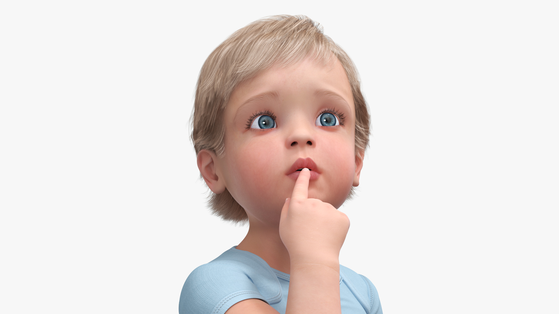Toddler in Bodysuit Sitting Pose 3D
