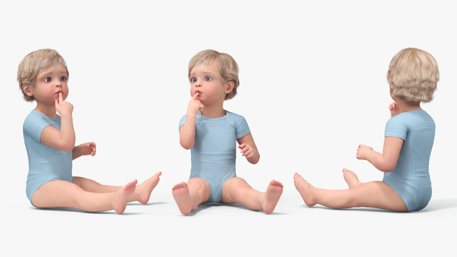 Toddler in Bodysuit Sitting Pose 3D