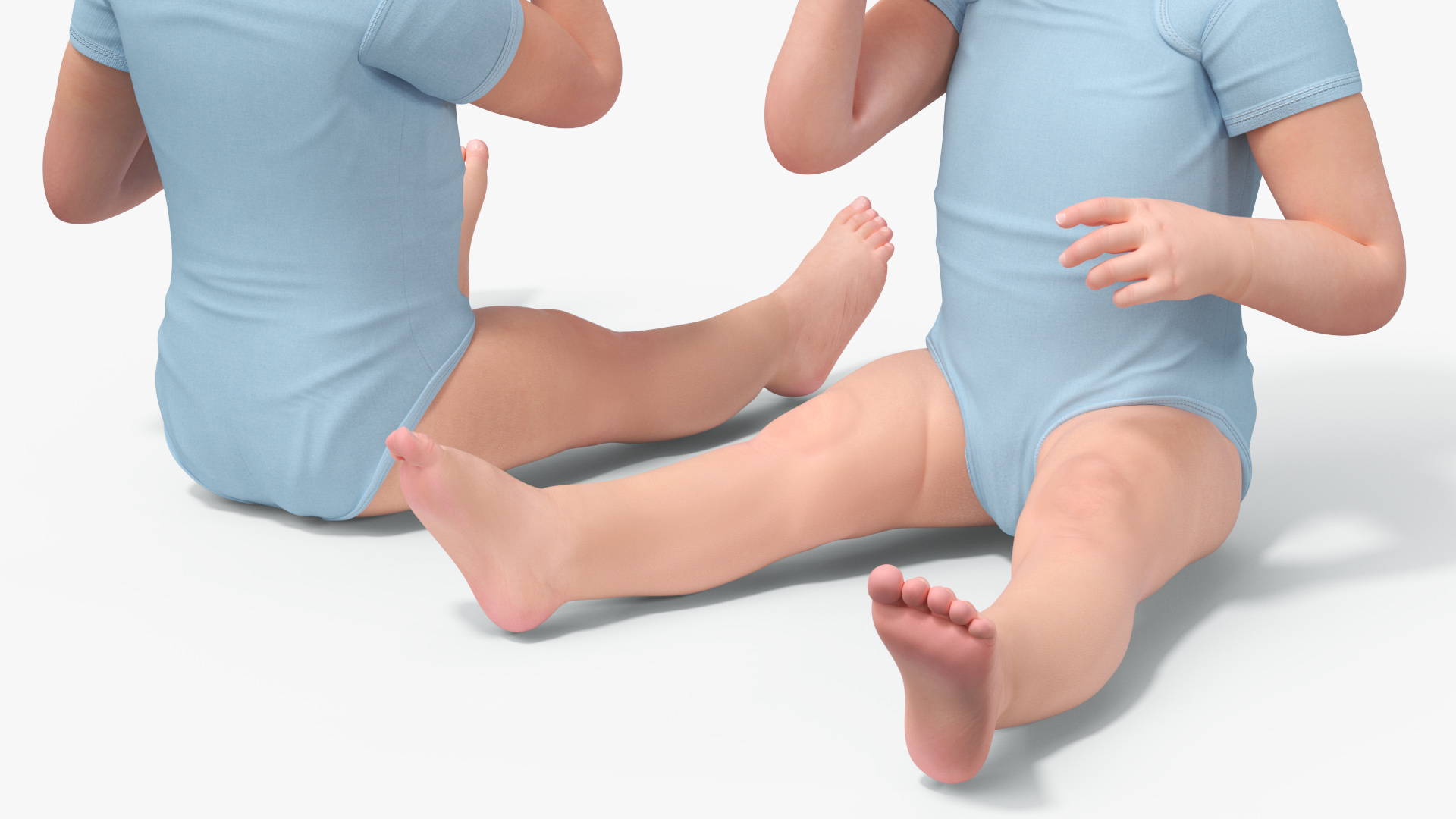 Toddler in Bodysuit Sitting Pose 3D