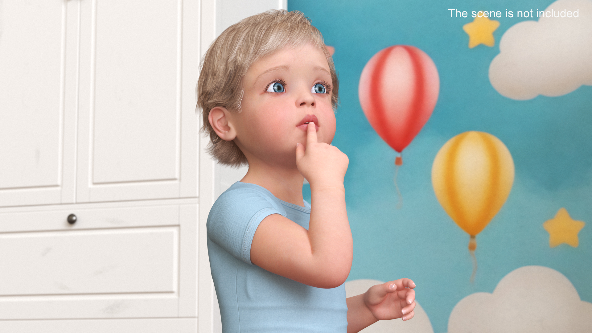Toddler in Bodysuit Sitting Pose 3D
