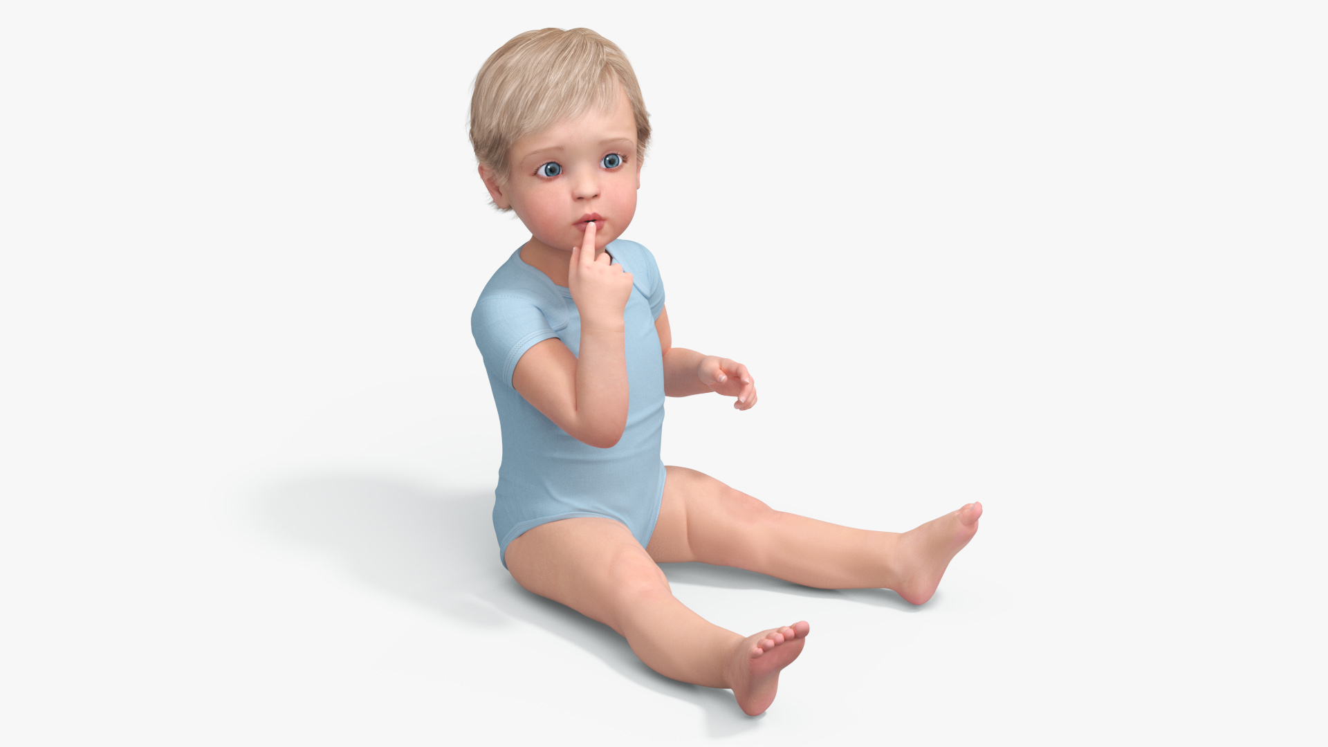 Toddler in Bodysuit Sitting Pose 3D