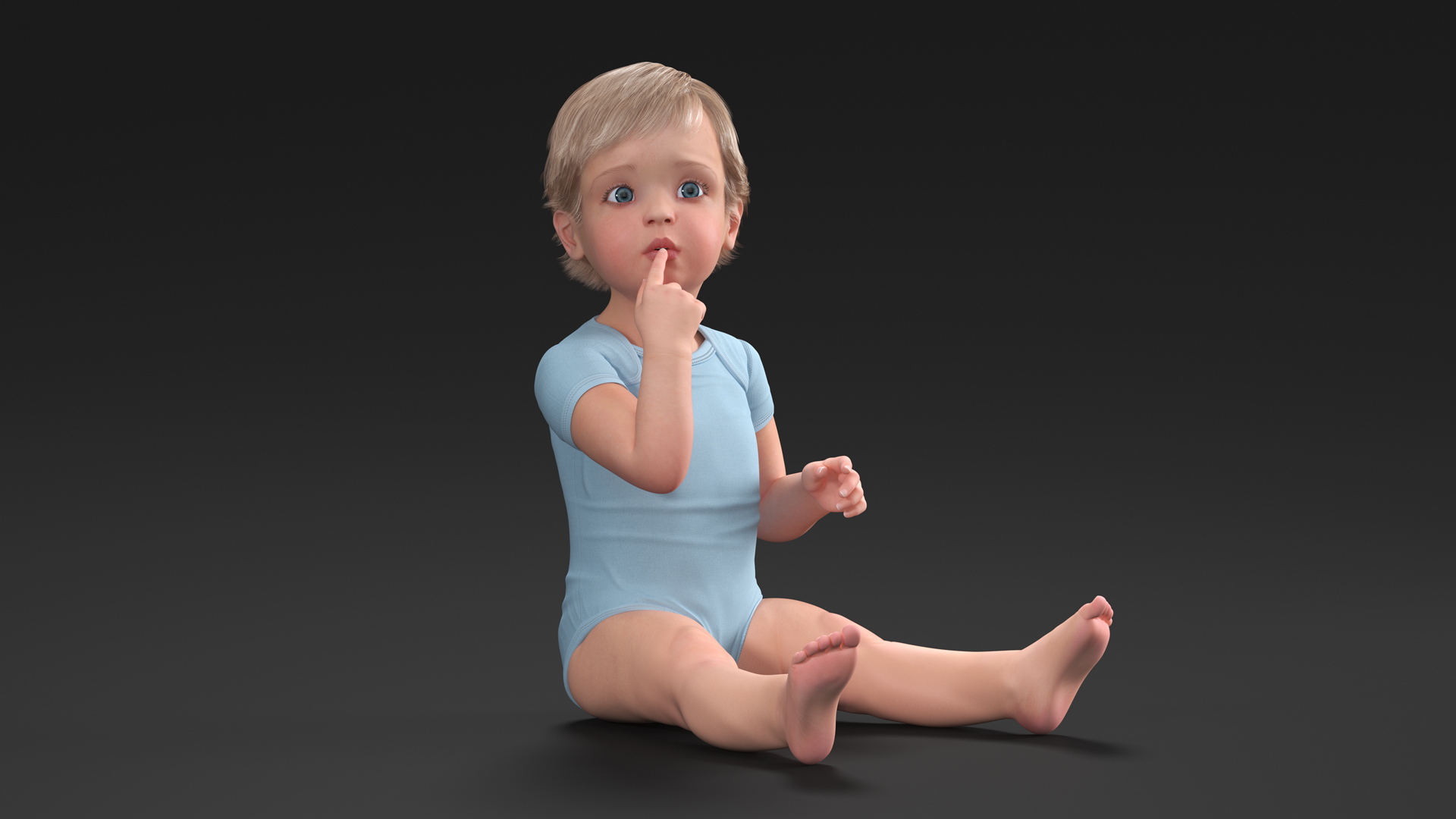 Toddler in Bodysuit Sitting Pose 3D