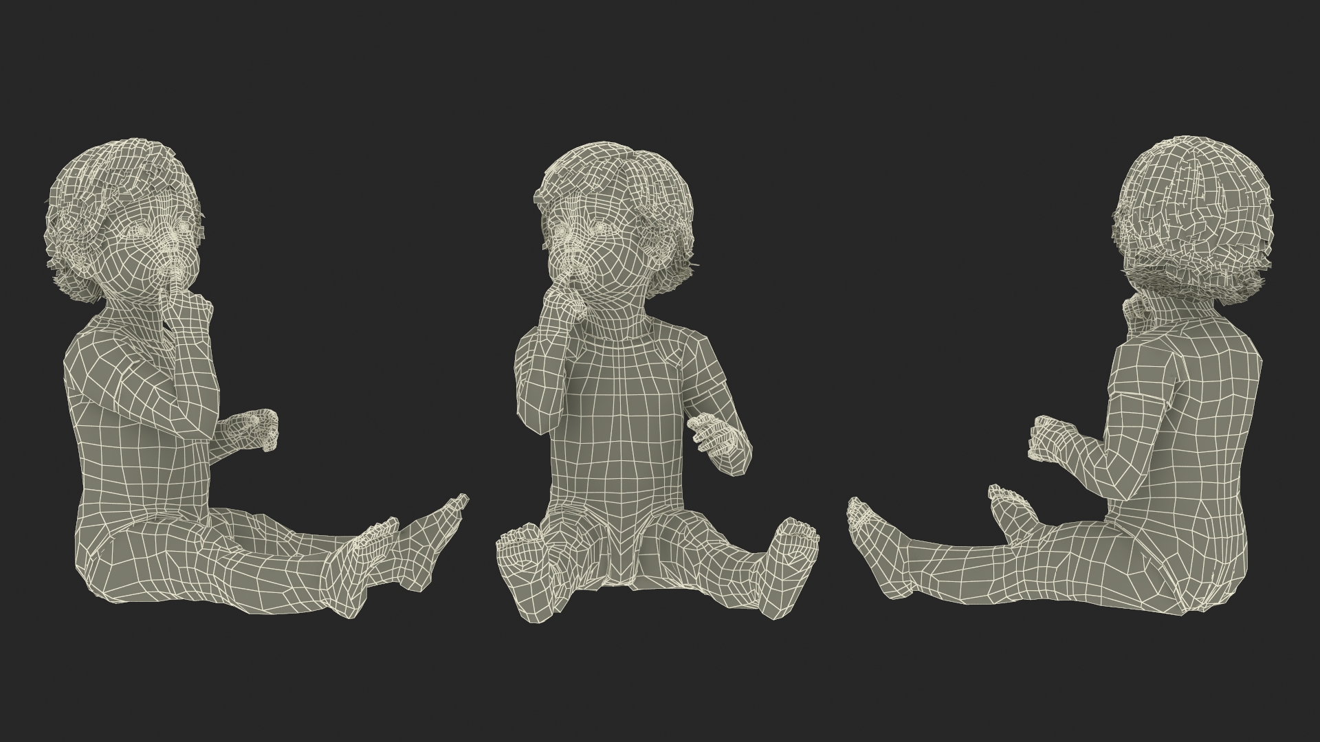 Toddler in Bodysuit Sitting Pose 3D