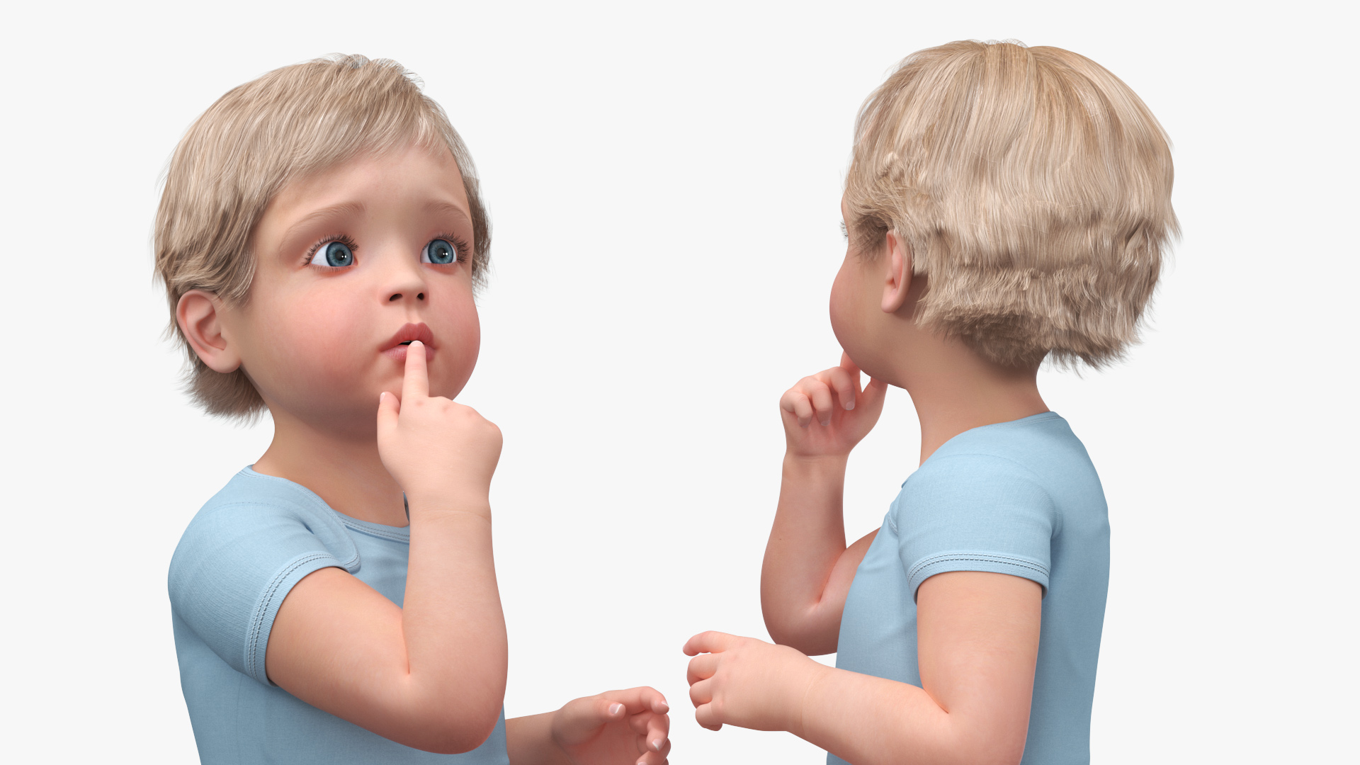 Toddler in Bodysuit Sitting Pose 3D