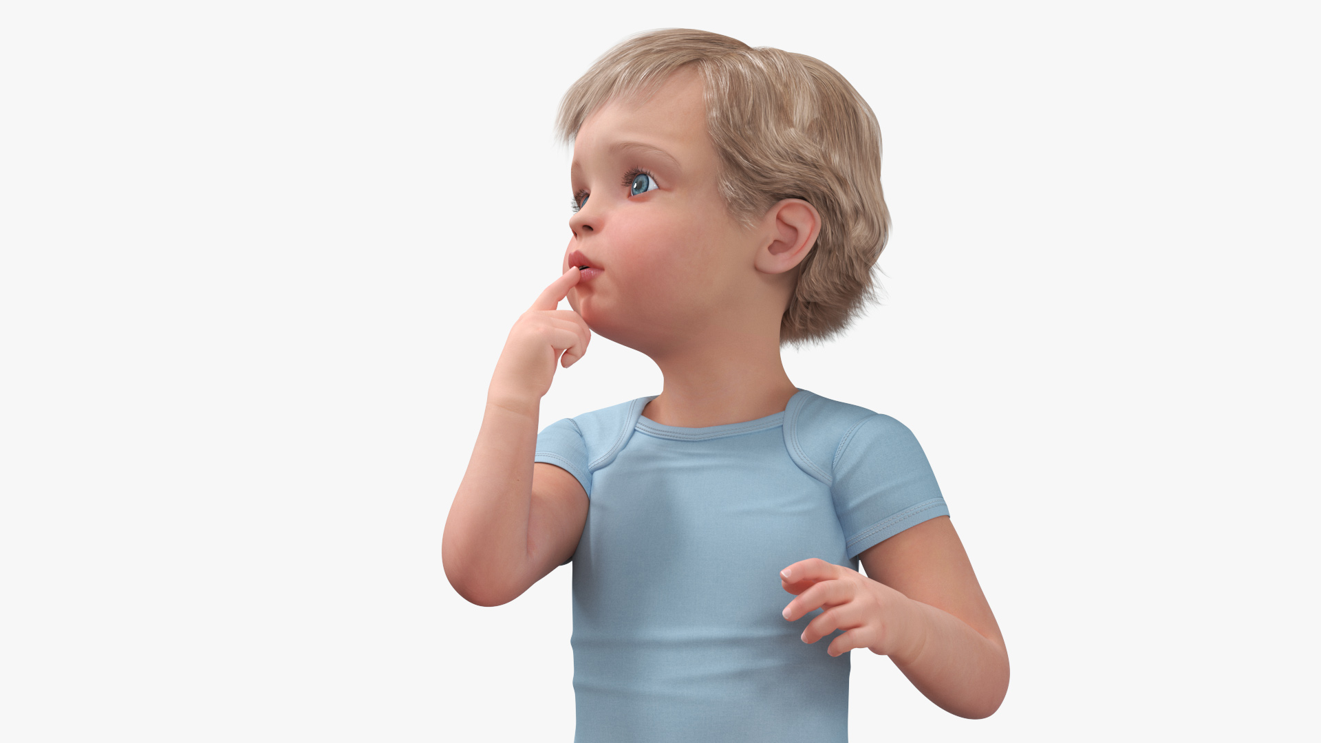 Toddler in Bodysuit Sitting Pose 3D