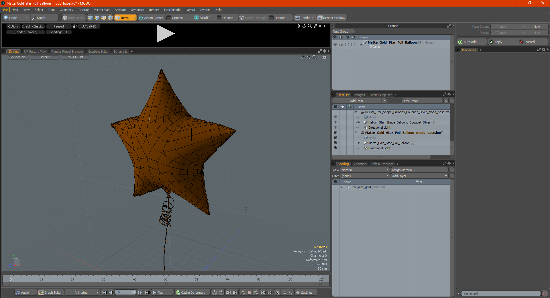 3D Matte Gold Star Foil Balloon model